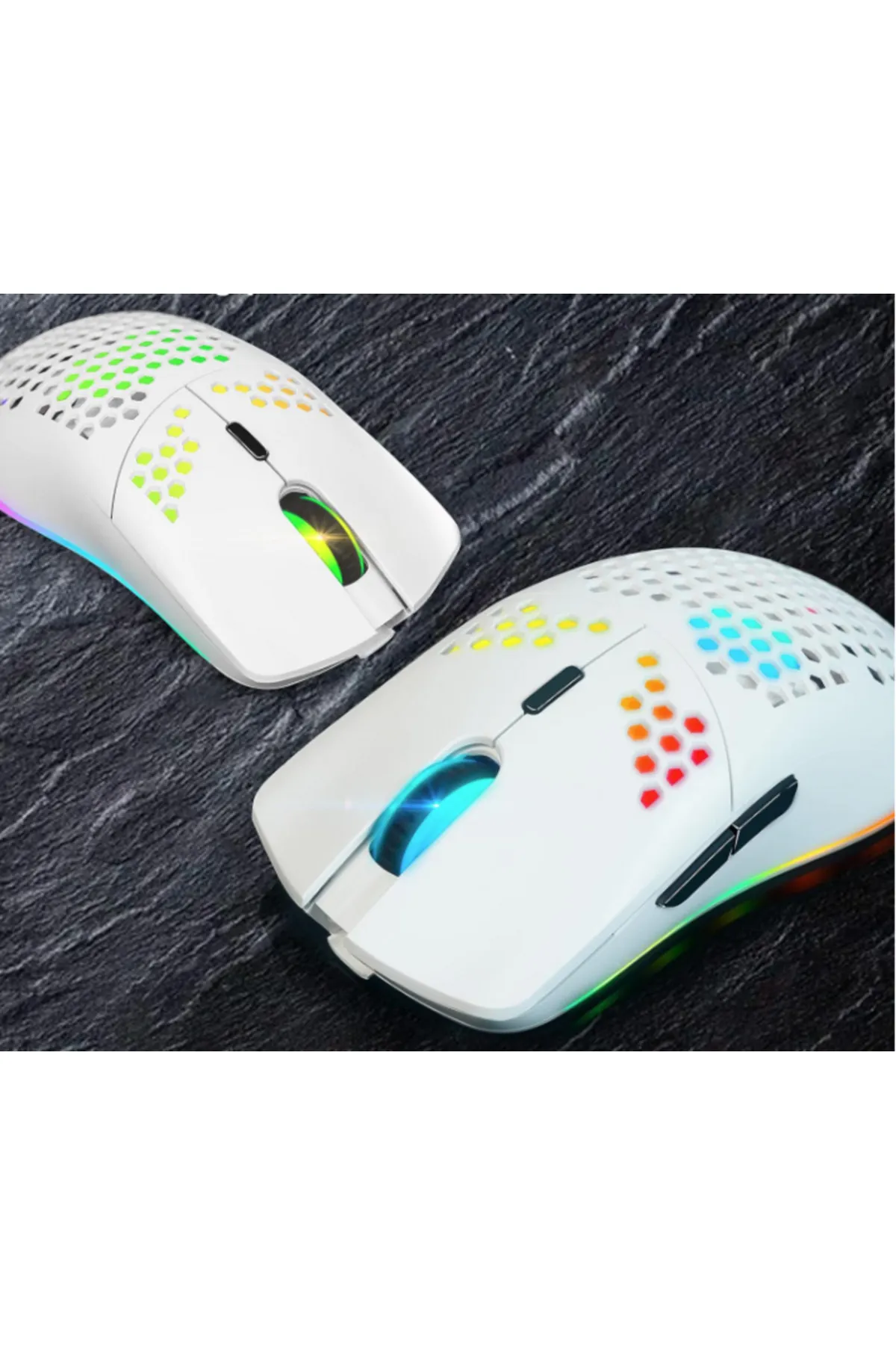 XUNFOX Kablosuz Oyuncu Mouse 2.4G Süper Hafif Petek Kabuğu Ergonomik RGB Fare