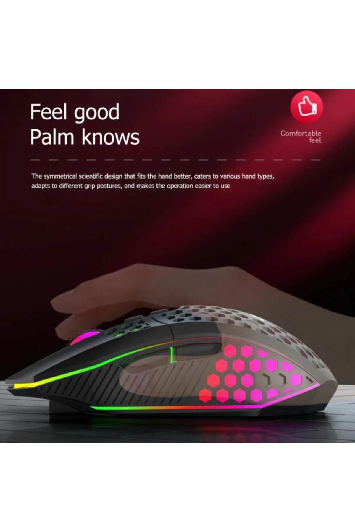 Azemax Kablosuz Oyuncu Mouse Rgb Led 2.4g 8 Buton 1600dpi Şarj Edilebilir