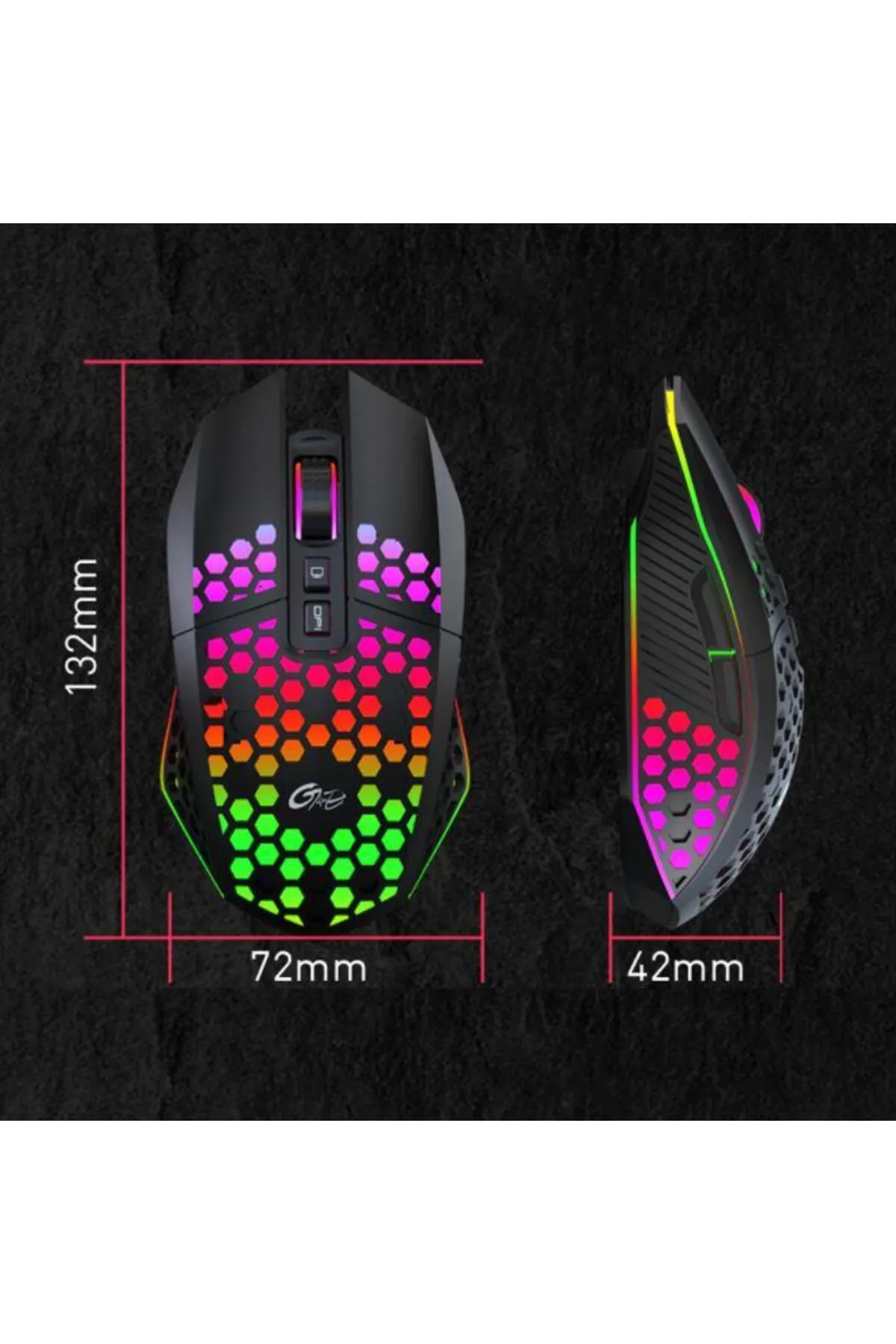 Azemax Kablosuz Oyuncu Mouse Rgb Led 2.4g 8 Buton 1600dpi Şarj Edilebilir