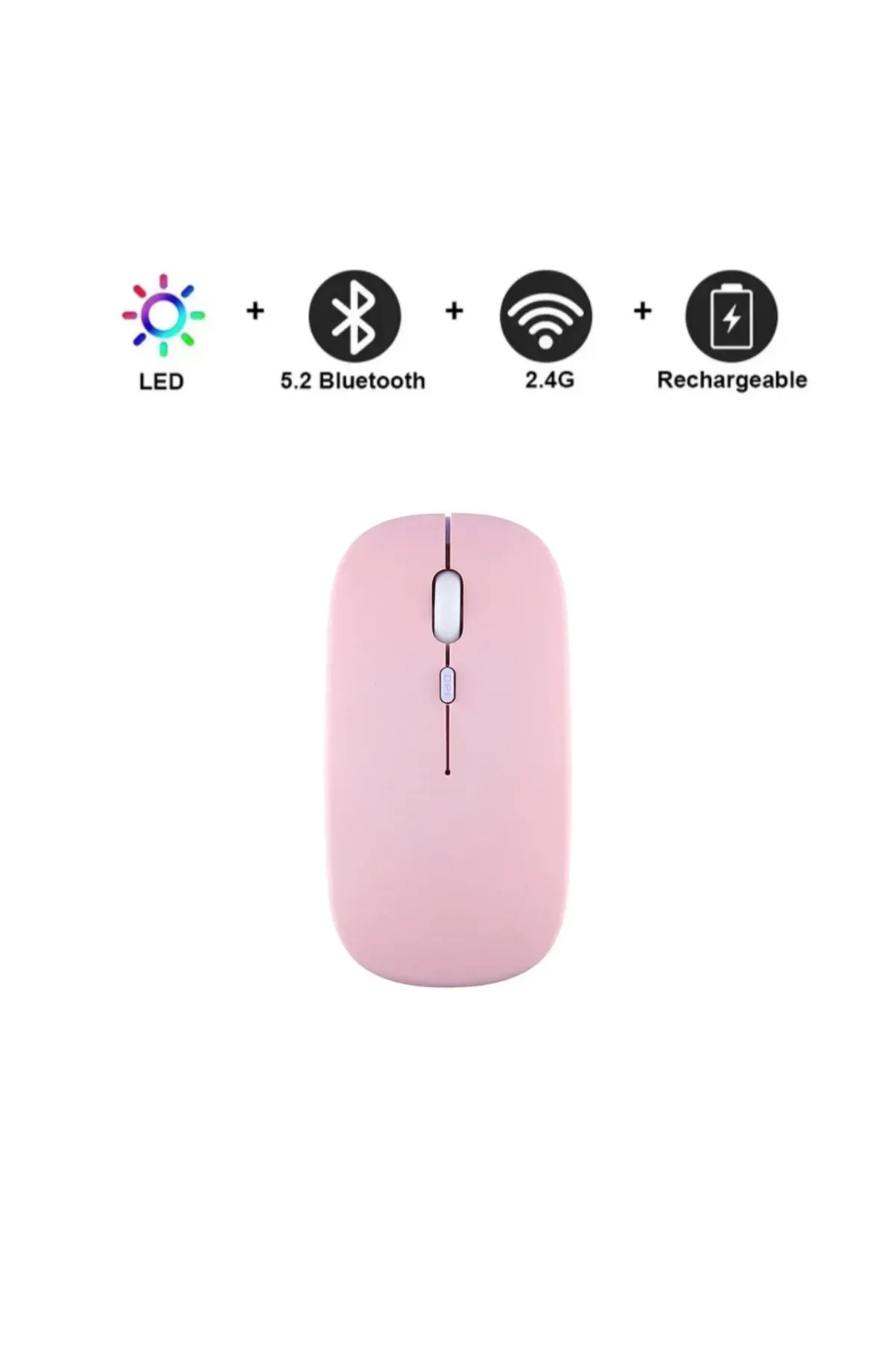 HOBİPİX Kablosuz Wireless 4 Tuşlu Rgb Işıklı Sessiz Mouse Pudra