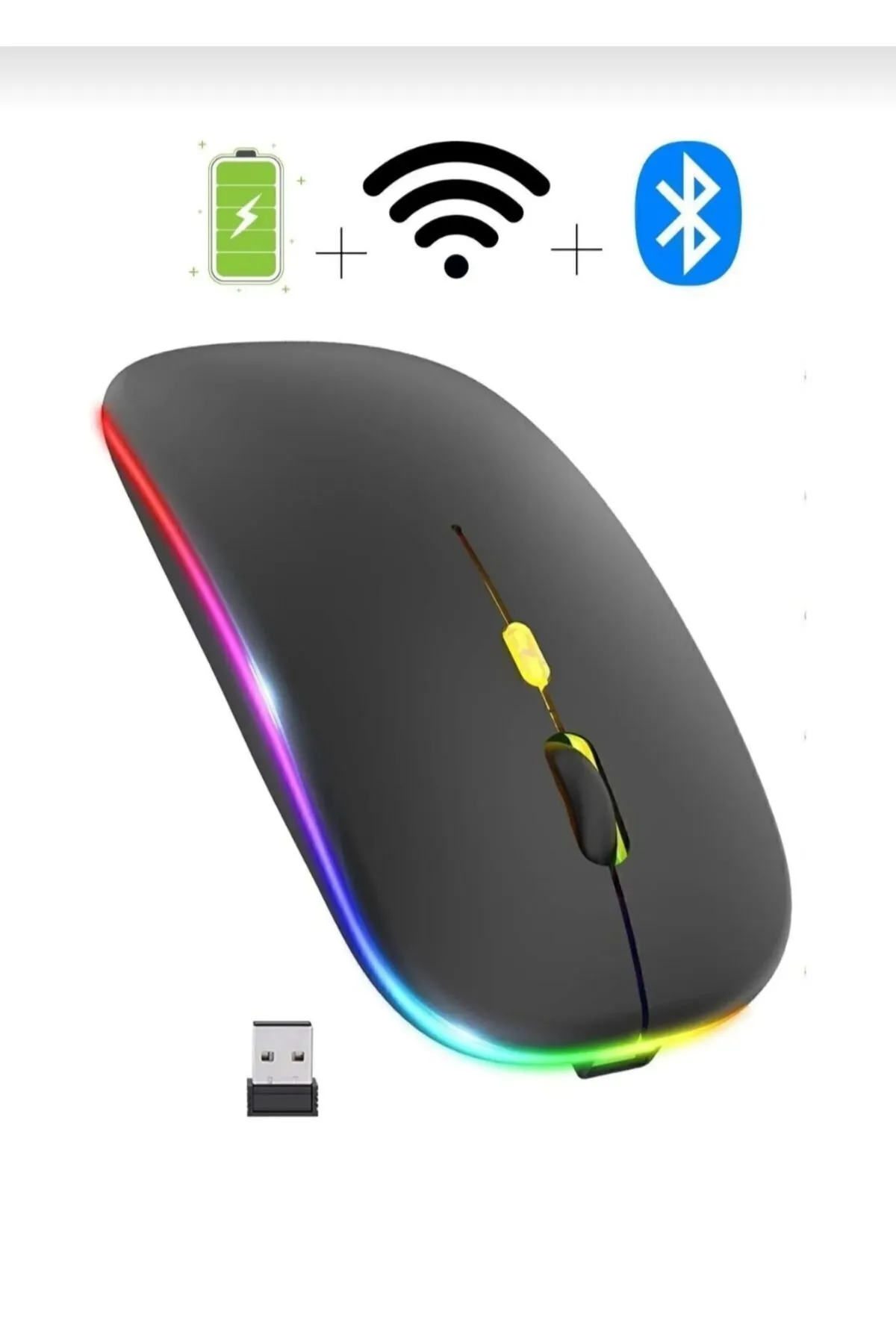 HOBİPİX Kablosuz Wireless 4 Tuşlu Rgb Işıklı Sessiz Mouse