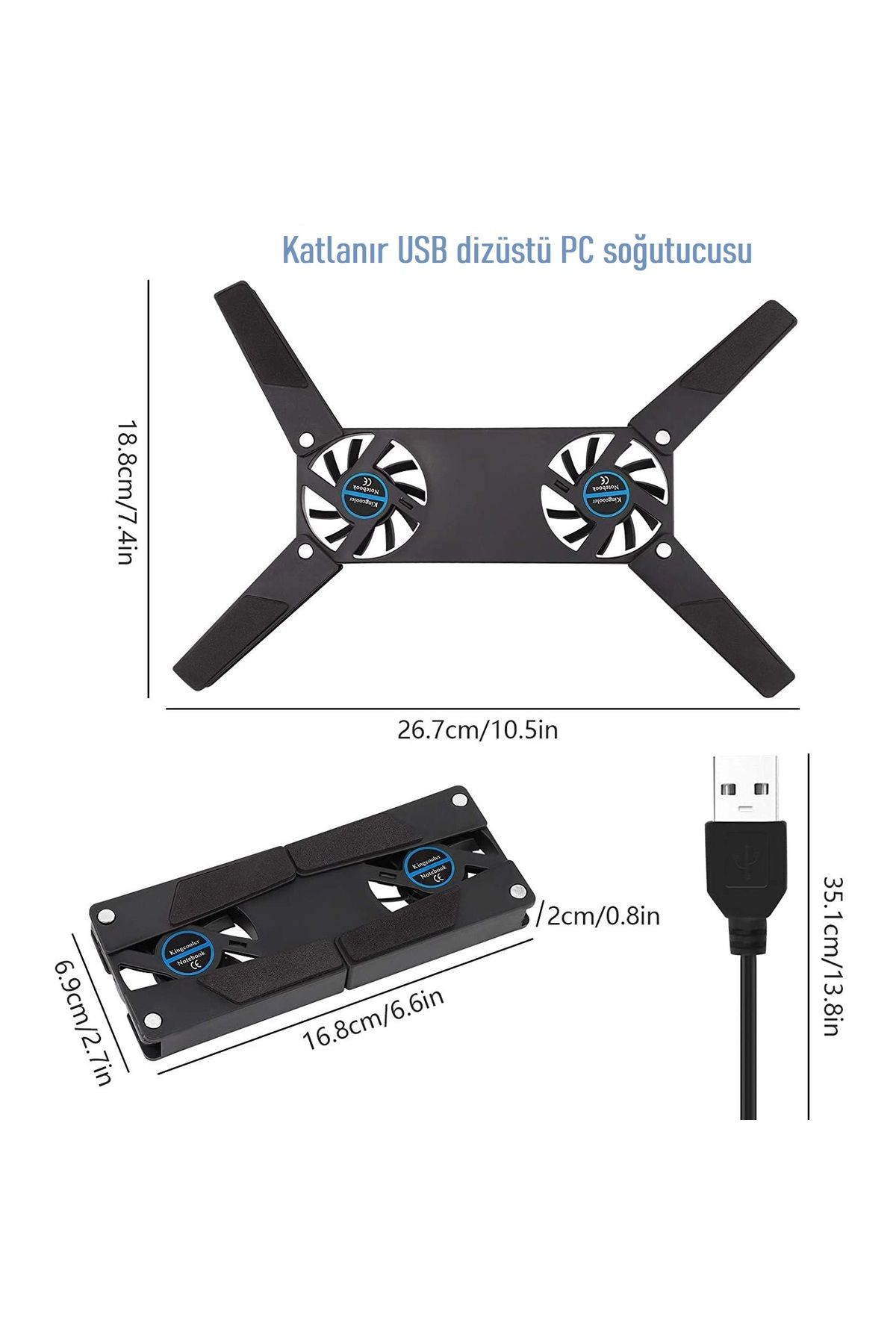 Ht Sağlık Katlanabilir 2 Fanlı Dizüstü PC Laptop Soğutucu USB besleme 10-17 " dizüstü PC uyumlu