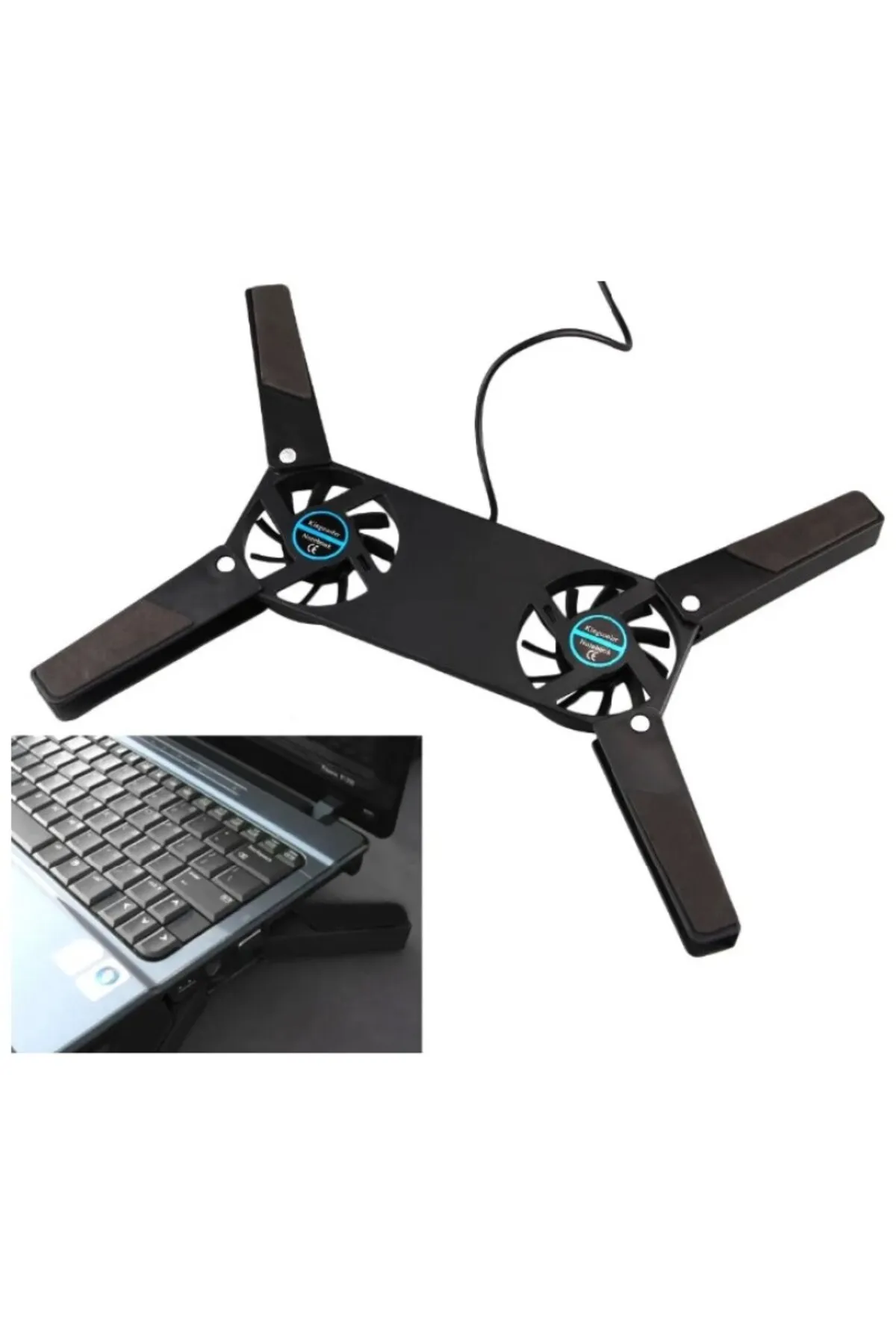 cutespetshop Katlanabilir Laptop Altı Soğutucu Siyah Çift Fan