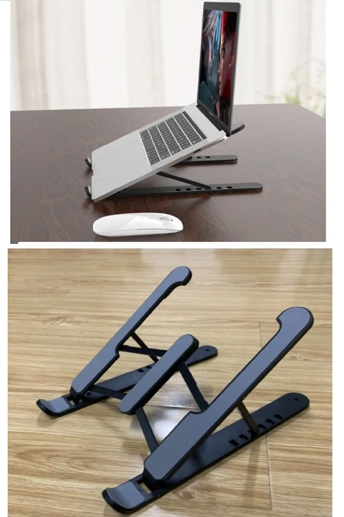 SKIRTIST Katlanabilir Laptop Standı - Kaydırmaz Kademe Ayarlı Laptop Tablet Tutucu