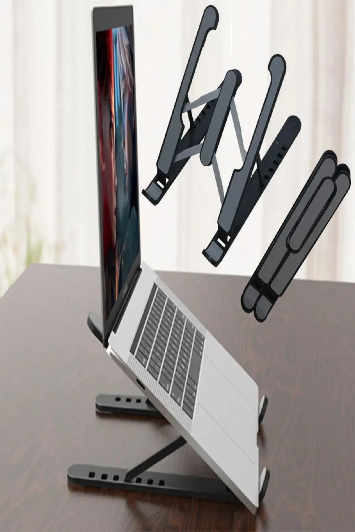 SKIRTIST Katlanabilir Laptop Standı - Kaydırmaz Kademe Ayarlı Laptop Tablet Tutucu