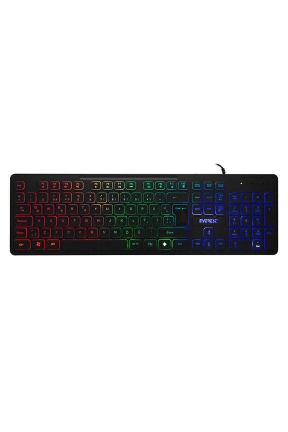 COLORFEST Kb-120 Sleek Siyah Usb Gökkuşağı Aydınlatmalı Q Gaming Oyuncu Klavyesi