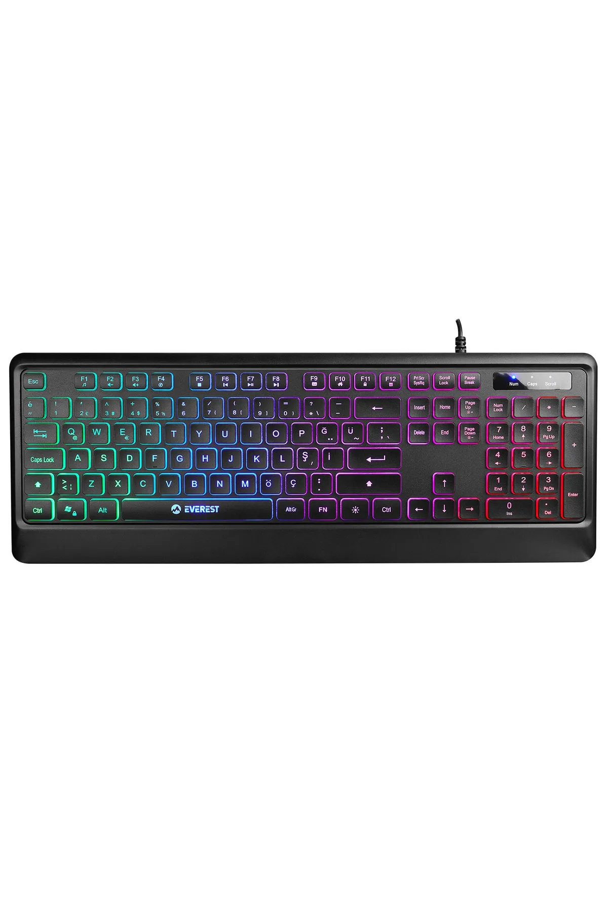 Everest KB-2025 Siyah USB Rainbow Backlight Membrane Gaming Oyuncu Klavye yni tsrm718675