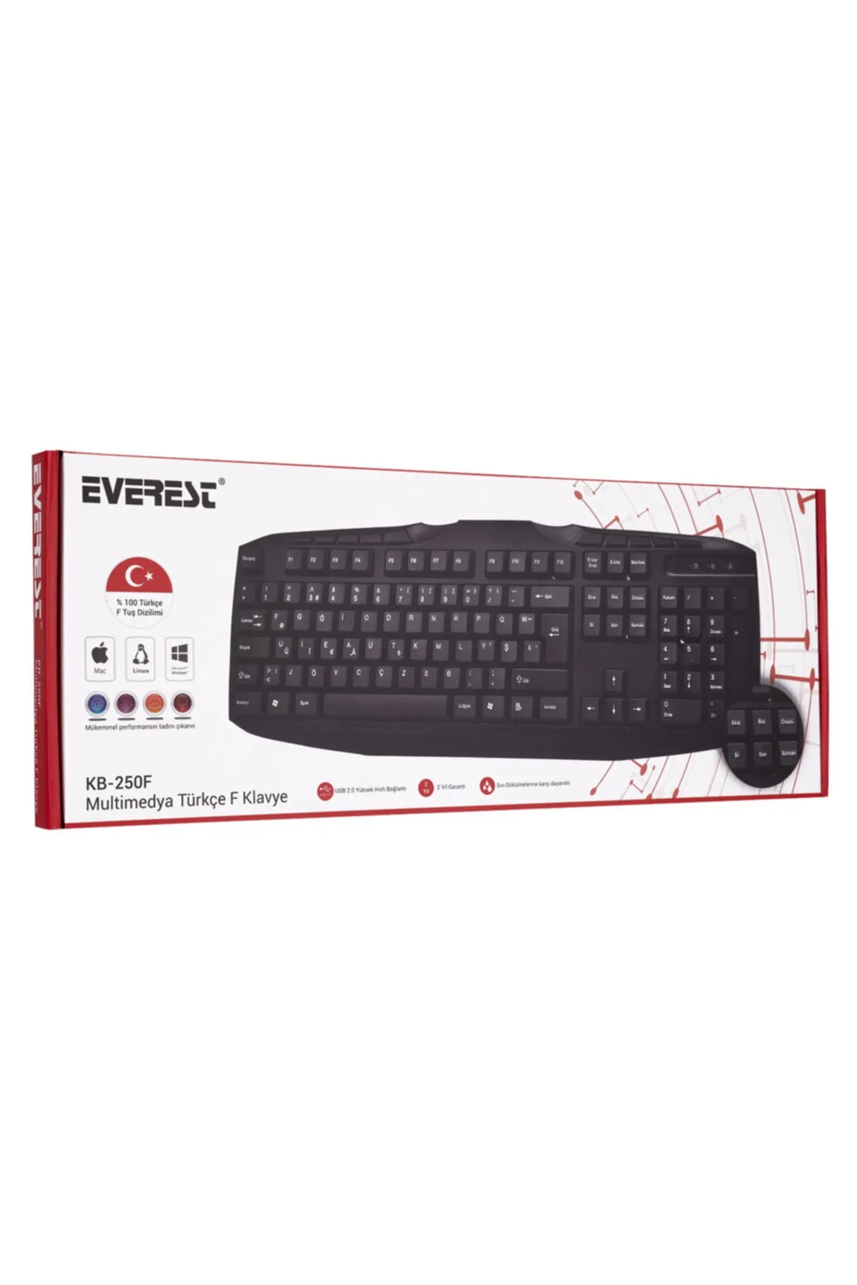 Everest Kb-250u Siyah F Usb Multimedya 113 Tuşlu Kablolu Klavye