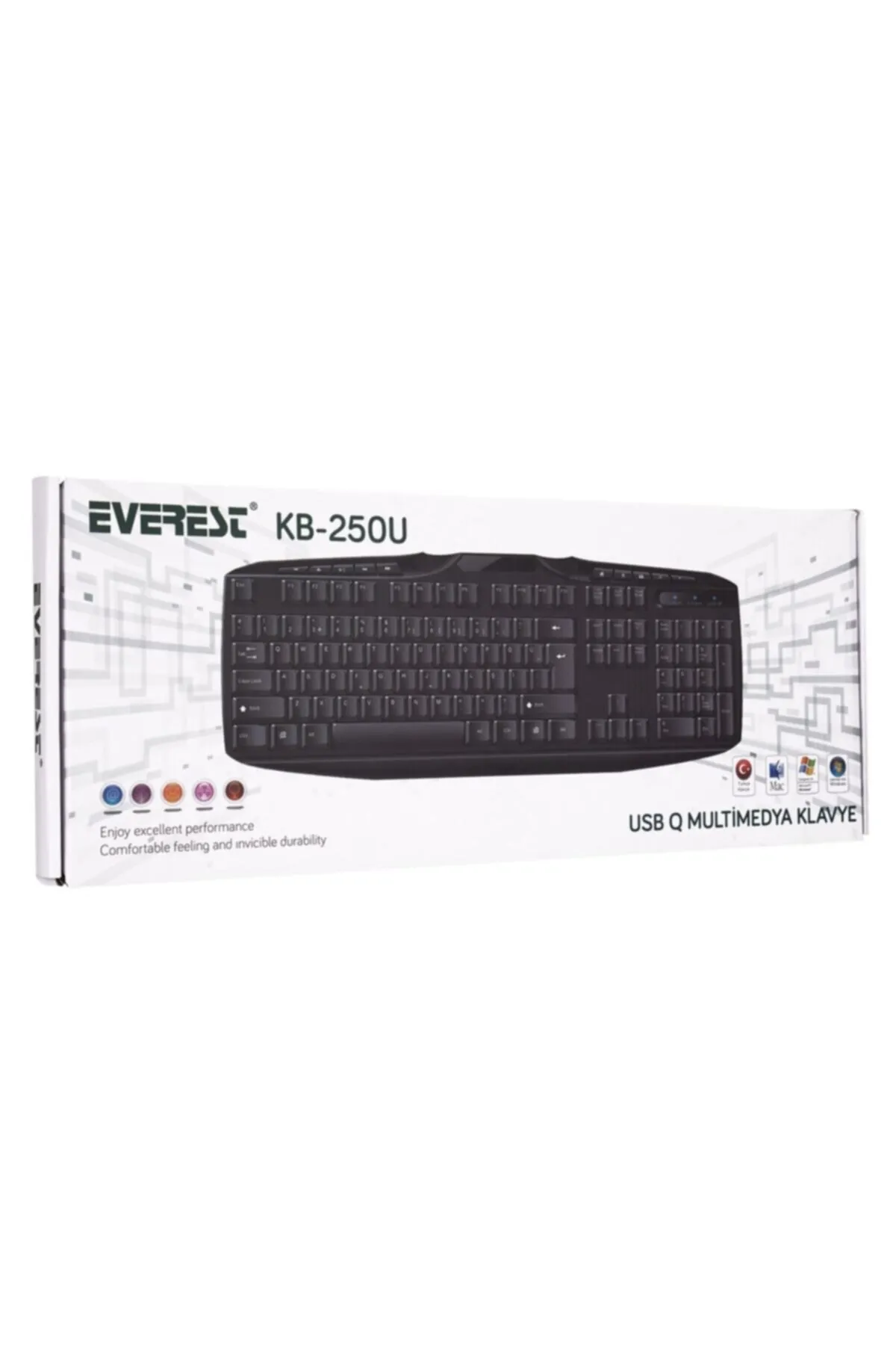 Everest Kb-250u Siyah Q Usb Multimedya 116 Tuşlu Kablolu Klavye