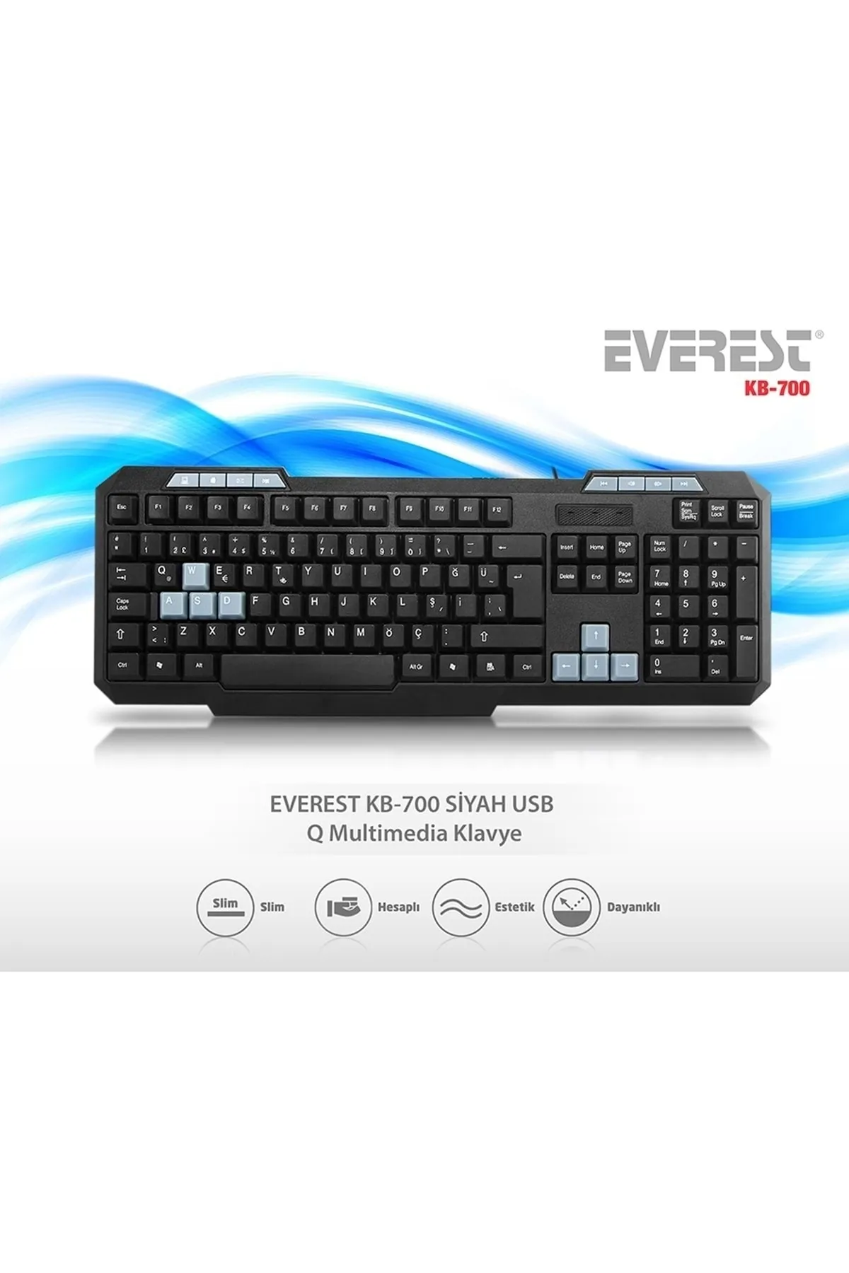 Everest KB-700 Siyah USB Q Multimedia Klavye