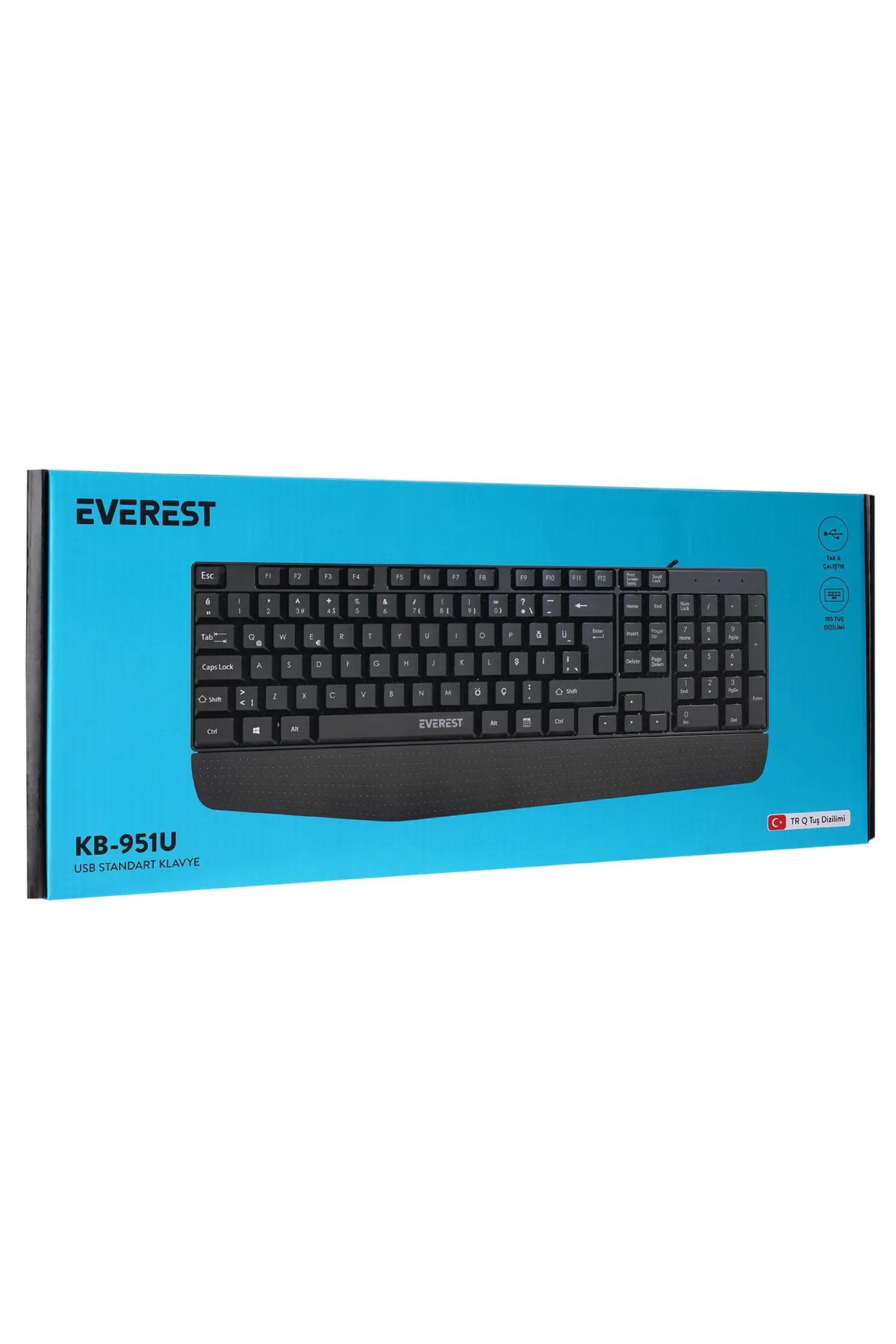 Everest KB-951U Siyah USB Bilek Destekli Q Standart Ofis Klavye