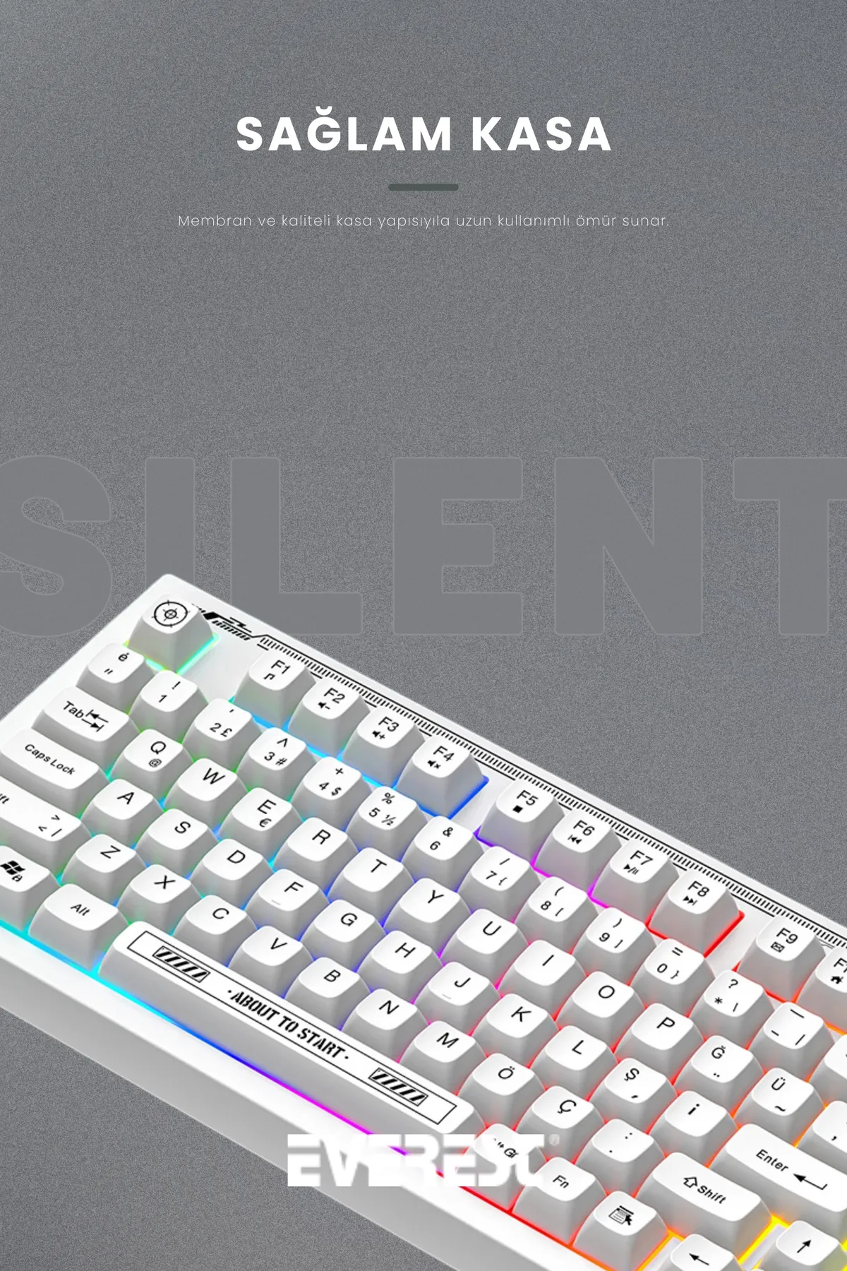 Everest KB-98 Sessiz Rainbow Q Türkçe Klavye Membrane Oyuncu Klavyesi Gaming Klavye