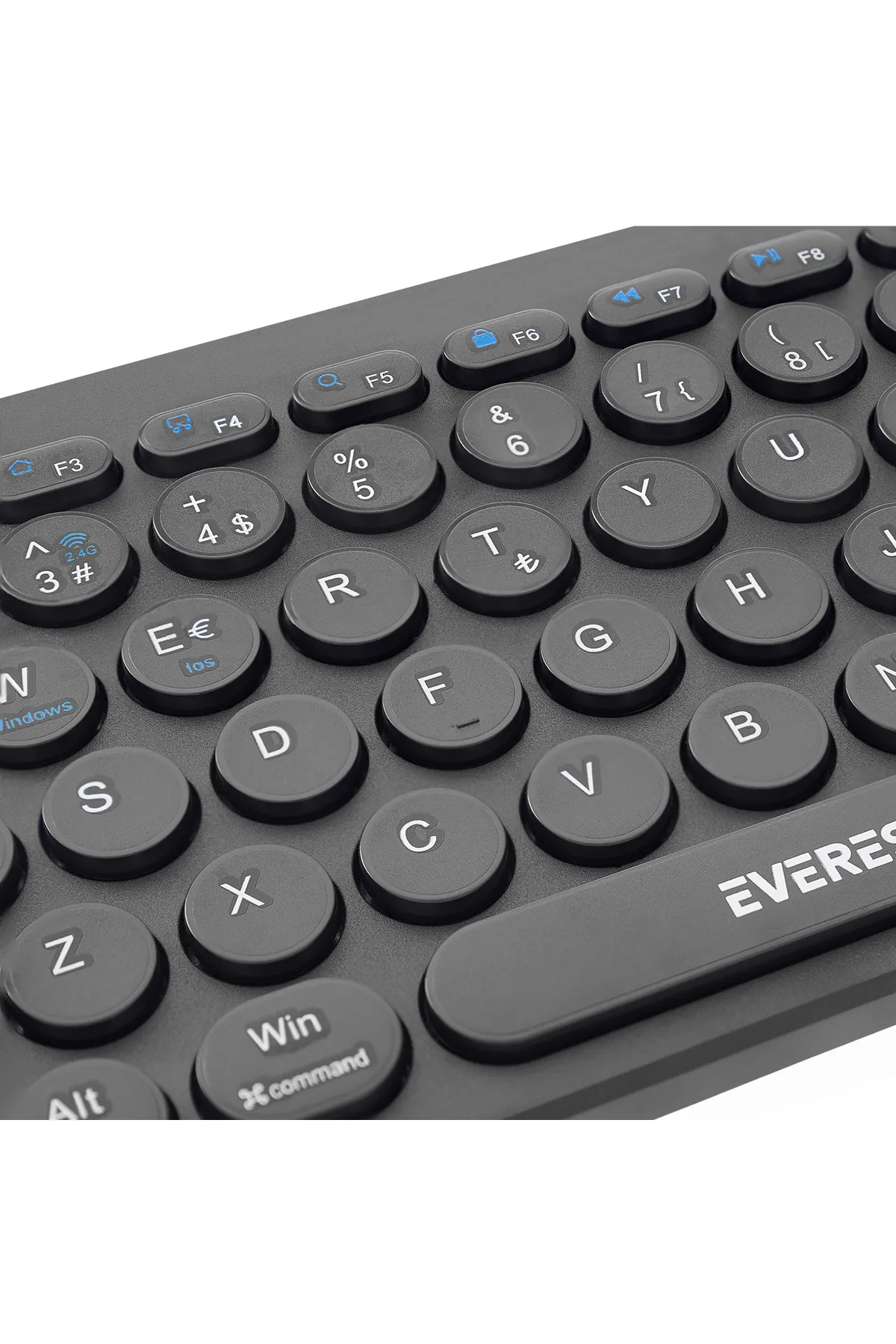 Everest KB-BT16 3 Cihaz Desteği 2.4G+BT1+BT2 Android-Ios-PC Türkçe Q Klavye Kablosuz Klavye Bluetooth Klavye