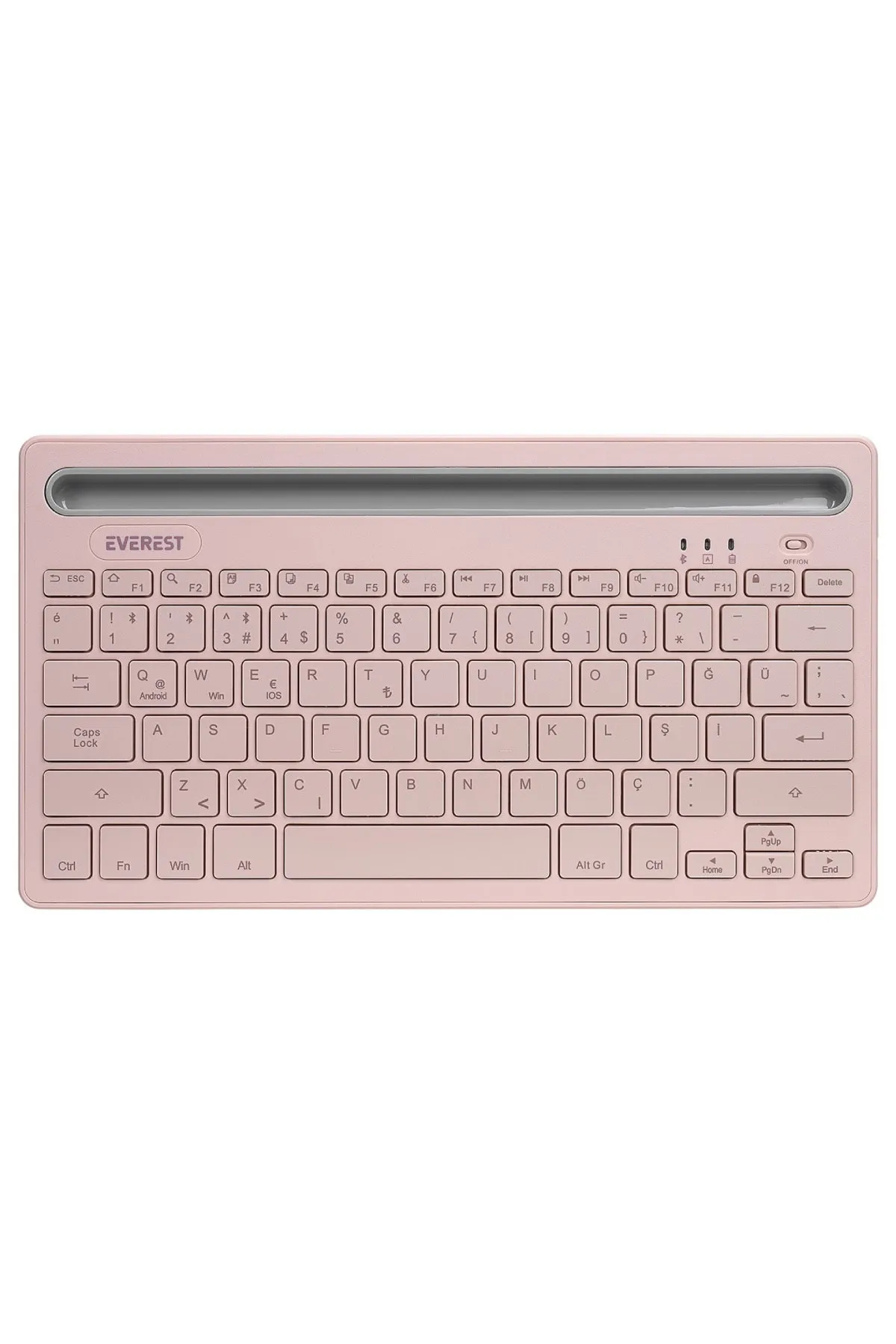 Everest Kb-bt82 Pembe Bluetooth Ultra Ince Şarjlı Mac Win Android İos Uyumlu Tablet Standlı Kablosuz Klavye