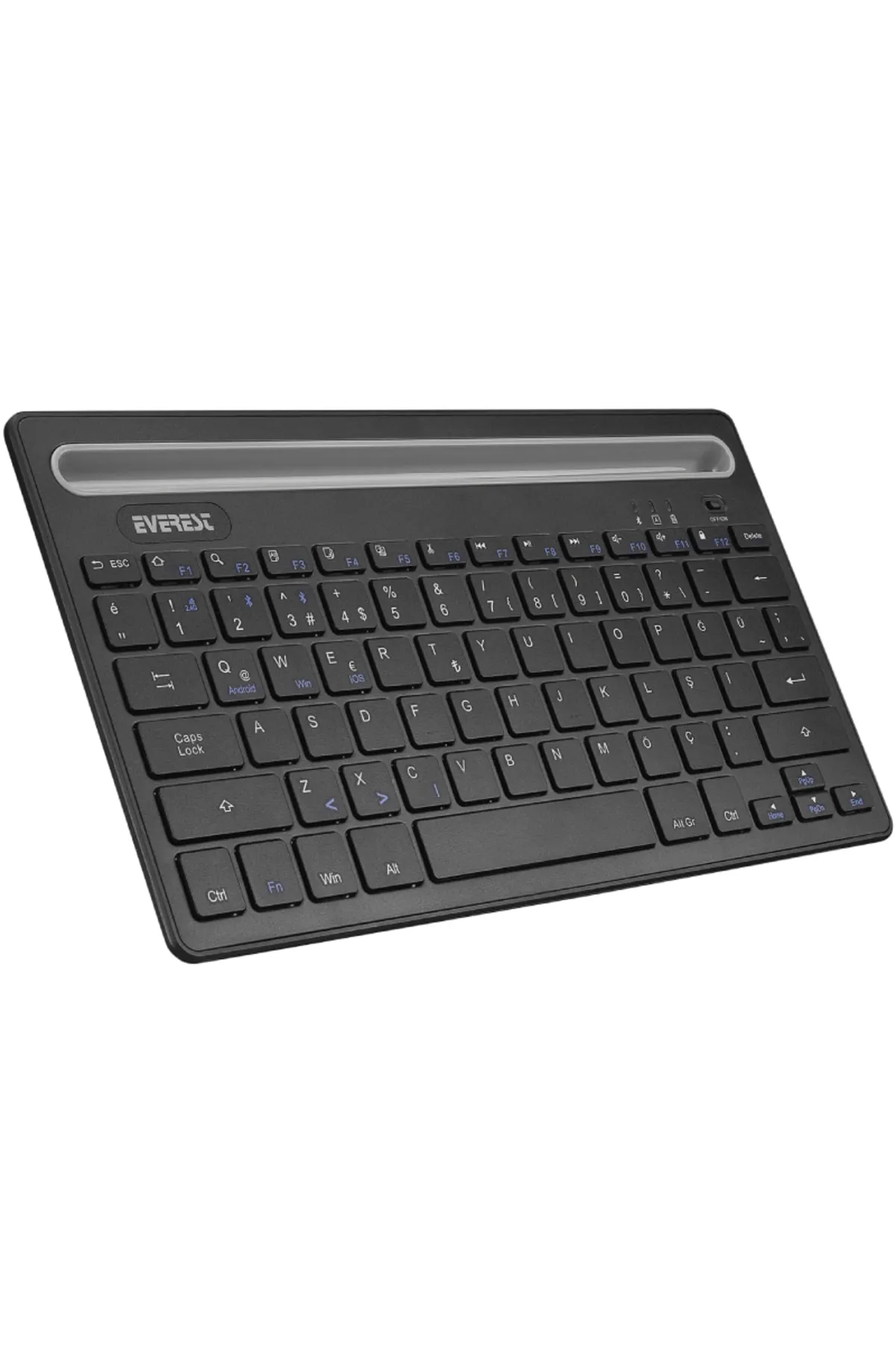 Everest Kb-bt82 Siyah Bluetooth Ultra Ince+şarjlı Mac/win/android/ıos Uyumlu Tablet Standlı Kablosuz Klavye