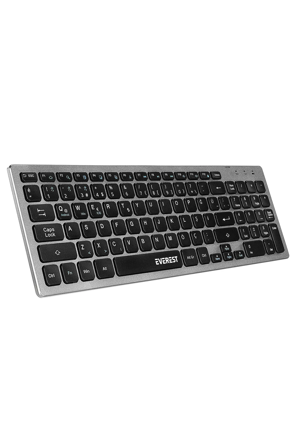 Everest KB-BT88 Siyah/Gri Bluetooth Ultra İnce Q Mac/Win/Android/Ios Uyumlu Kablosuz Klavye