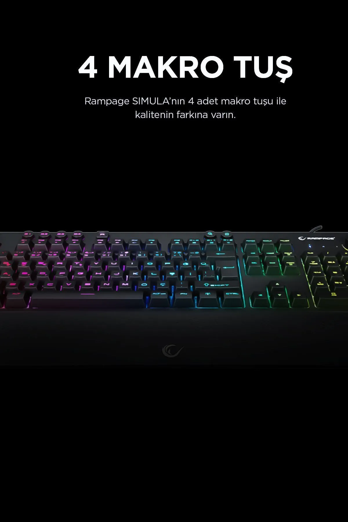 Rampage Kb-gx65 Simula Usb Rgb Aydınlatmalı 4 Makro Tuşlu Bilek Destekli Gaming Oyuncu Klavyesi