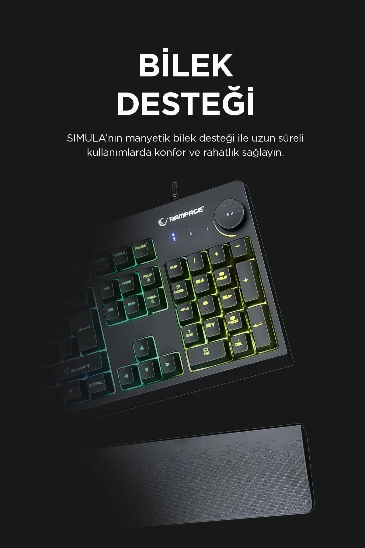 Rampage Kb-gx65 Simula Usb Rgb Aydınlatmalı 4 Makro Tuşlu Bilek Destekli Gaming Oyuncu Klavyesi