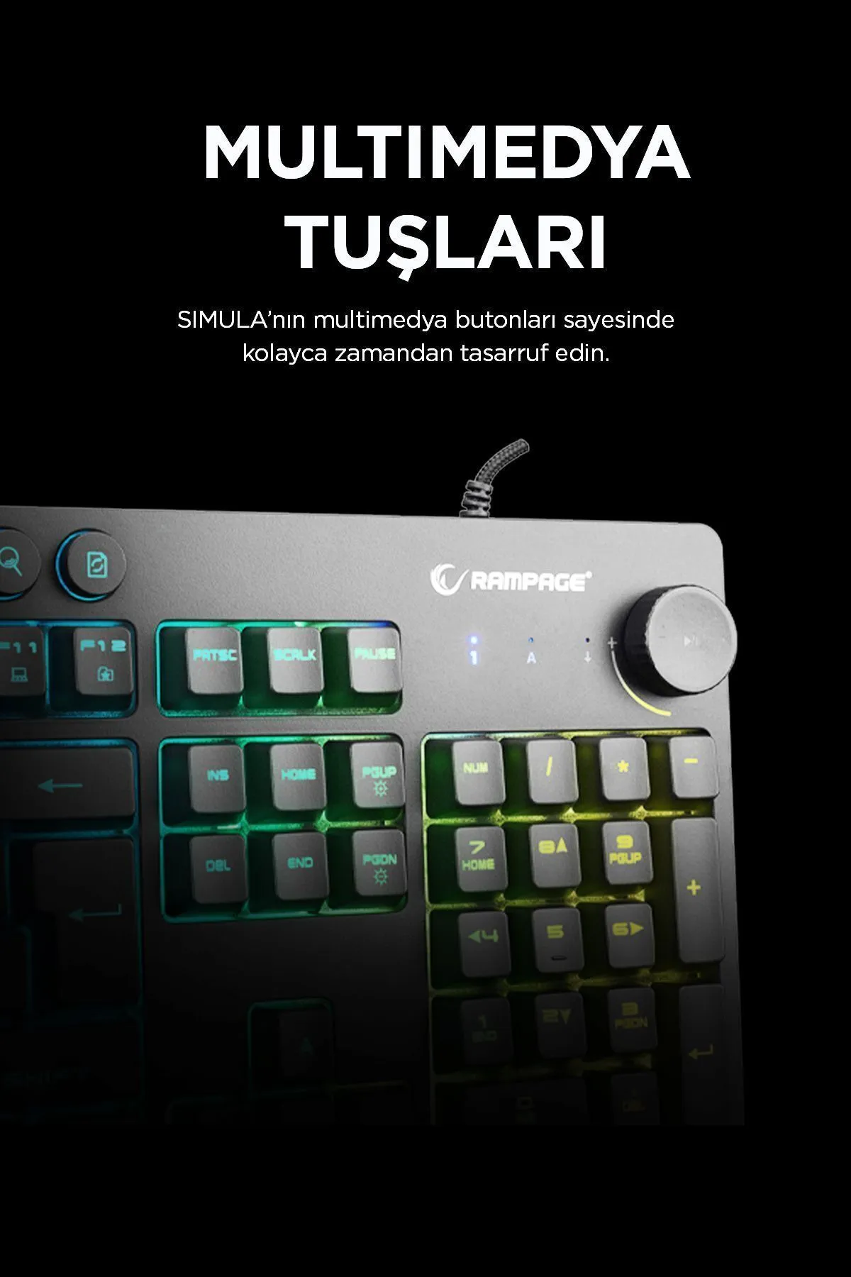 Rampage Kb-gx65 Simula Usb Rgb Aydınlatmalı 4 Makro Tuşlu Bilek Destekli Gaming Oyuncu Klavyesi