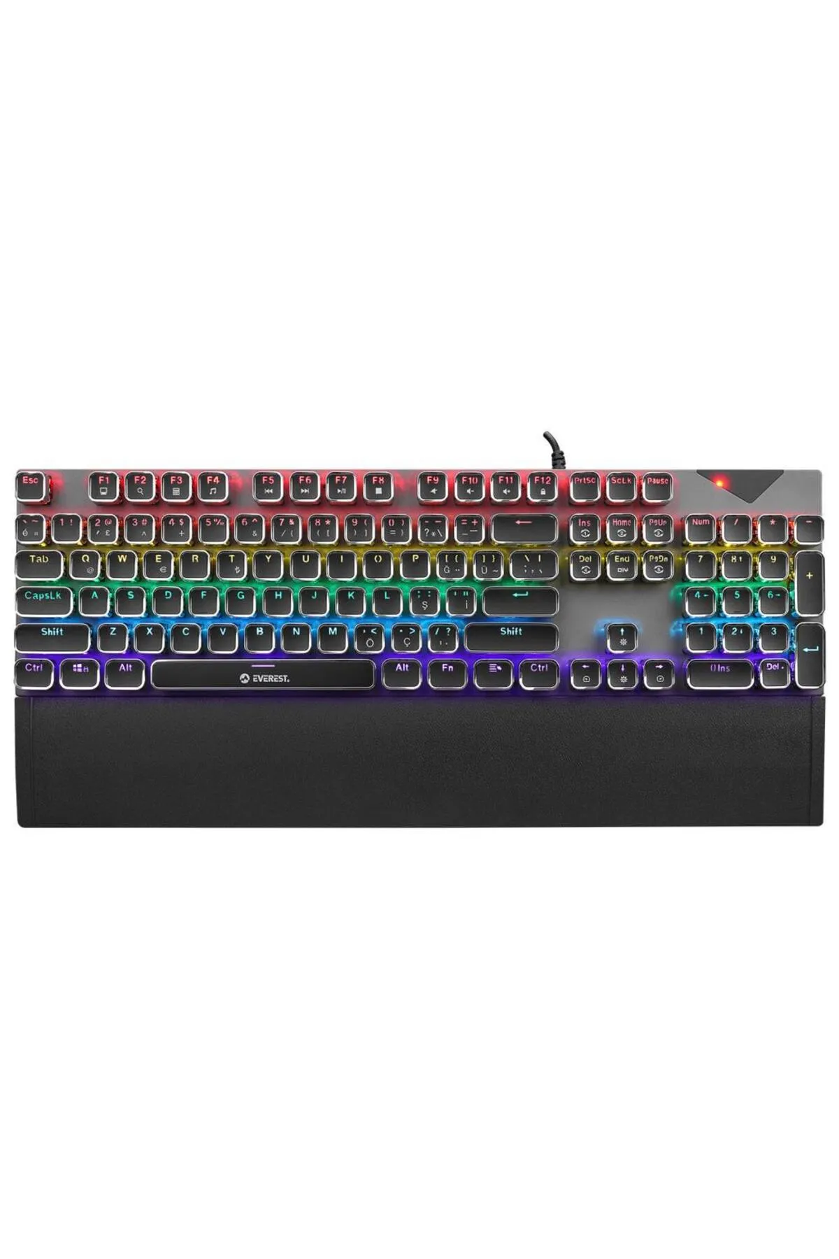 Everest Kb-mk9 Gümüş Usb Bilek Destekli Daktilo Tuşlu Mekanik Q Red Switch Gaming Oyuncu Klavyesi