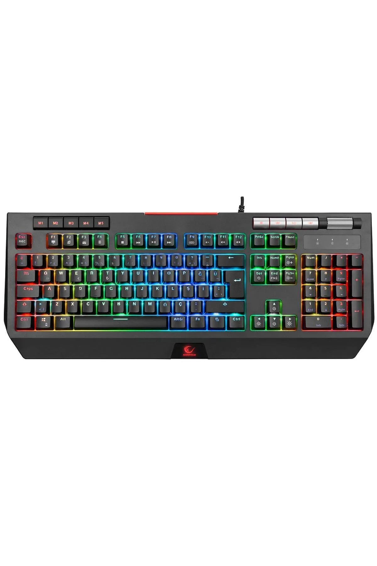 Rampage Kb-r105 Exhero Full Rgb Ledli Outemu Blue Switch 5 Makro Tuşlu Standlı Türkçe Gaming Oyuncu Klavyesi