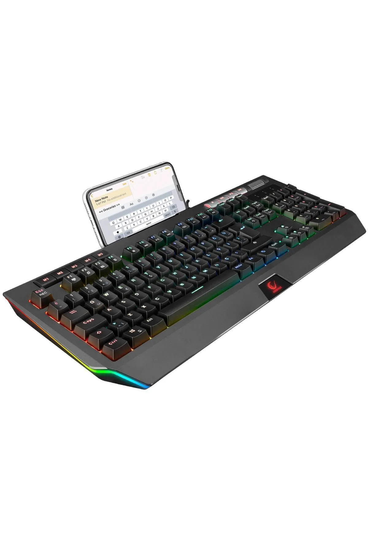 Rampage Kb-r105 Exhero Full Rgb Ledli Outemu Blue Switch 5 Makro Tuşlu Standlı Türkçe Gaming Oyuncu Klavyesi