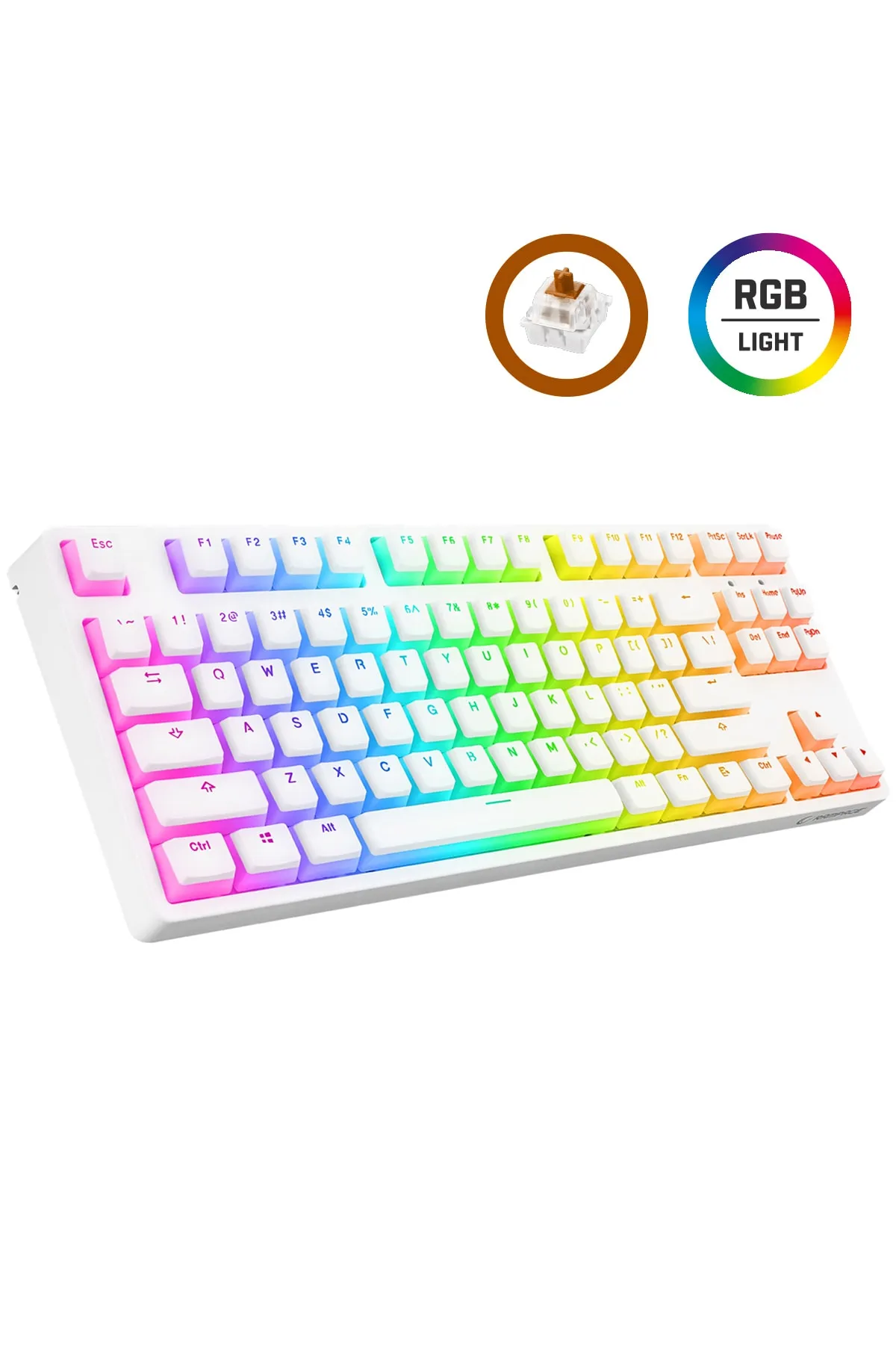 Rampage Kb-r136 Ghost Beyaz Type-c Bağlantılı Rgb Puding Tuşlu Haylou Brown Switch Us Gaming Oyuncu Klavye