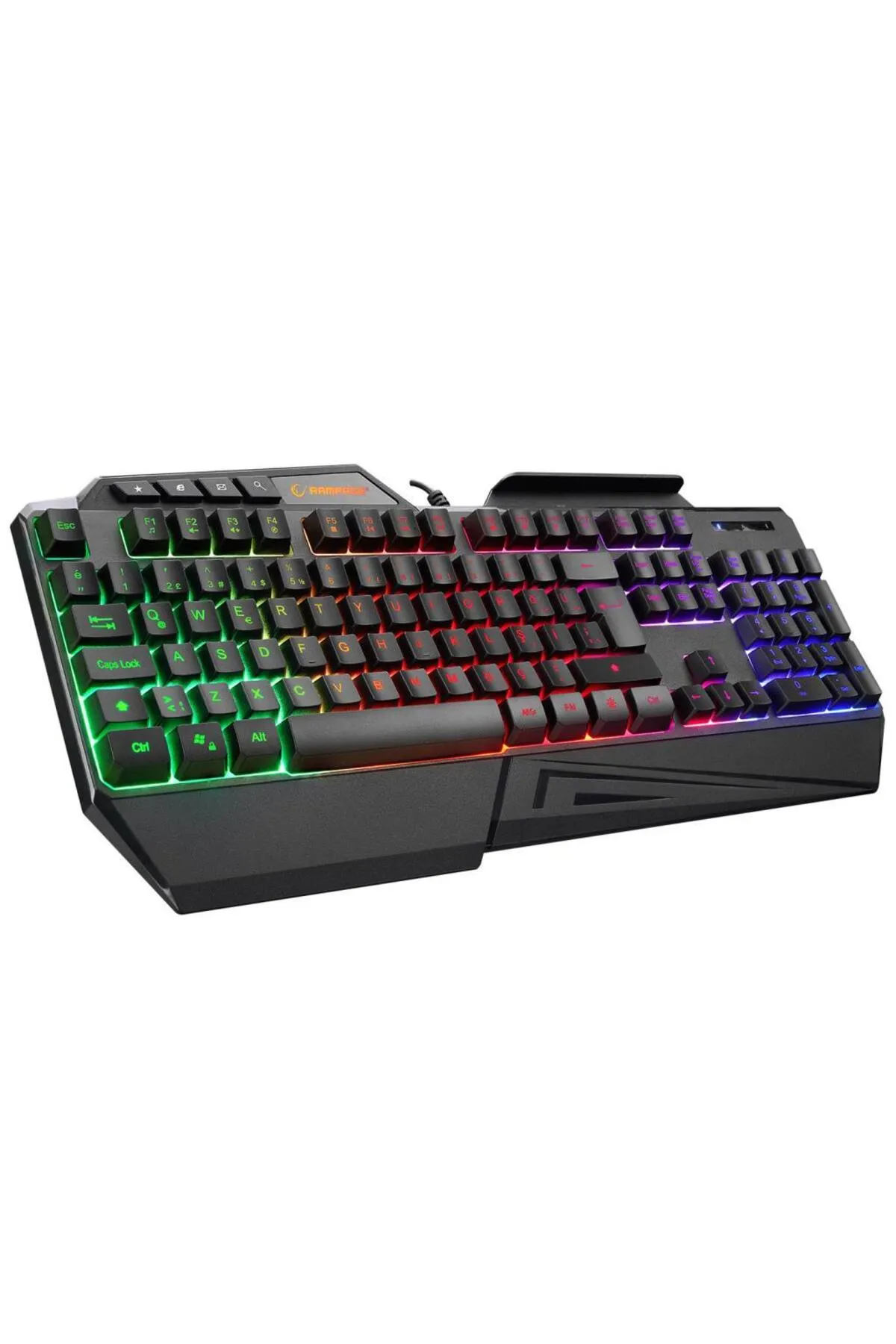 Rampage Kb-R22 Letho Multimedia Rainbow Backlight Telefon Standlı Membrane Gaming Oyuncu Klavye