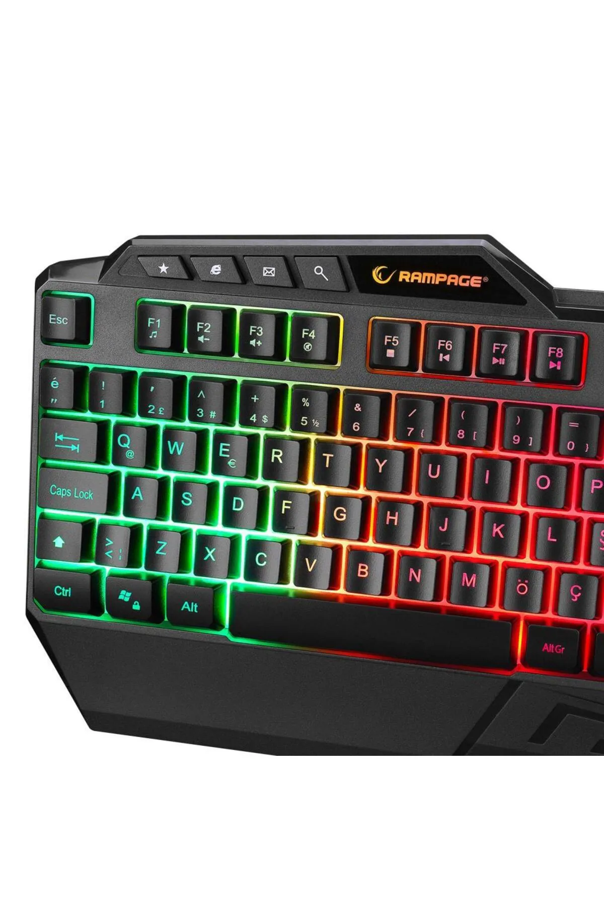 Rampage Kb-R22 Letho Multimedia Rainbow Backlight Telefon Standlı Membrane Gaming Oyuncu Klavye