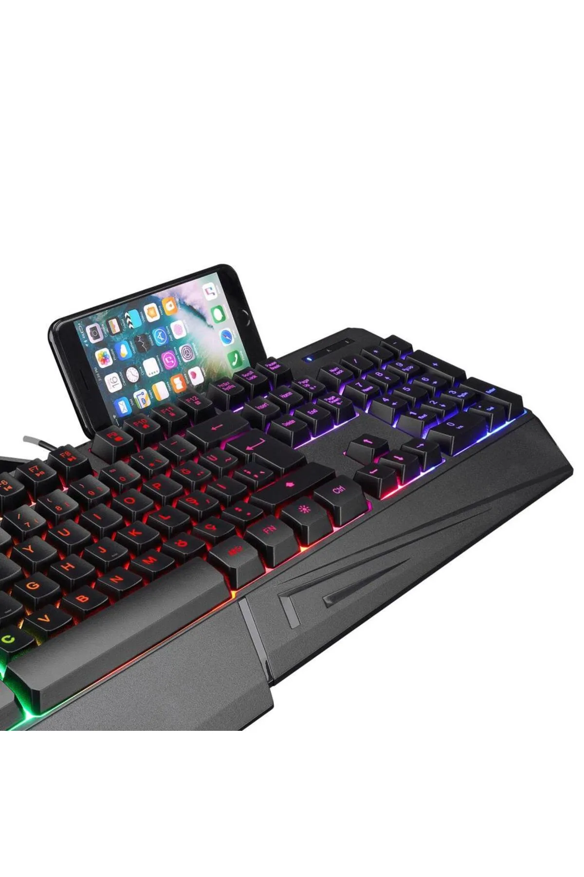 Rampage Kb-R22 Letho Multimedia Rainbow Backlight Telefon Standlı Membrane Gaming Oyuncu Klavye