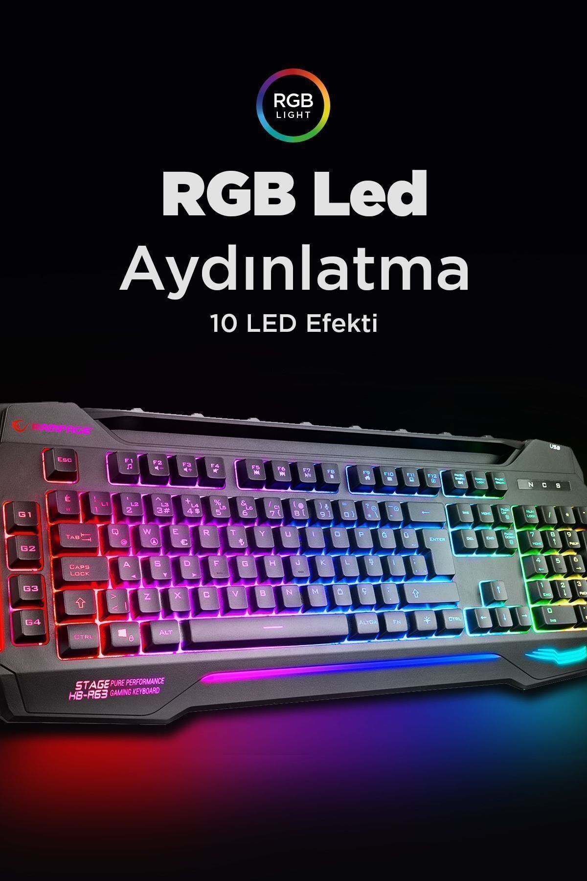 Rampage Kb-r63 Stage Rainbow Rgb Aydınlatmalı Makrolu Gaming Oyuncu Klavyesi