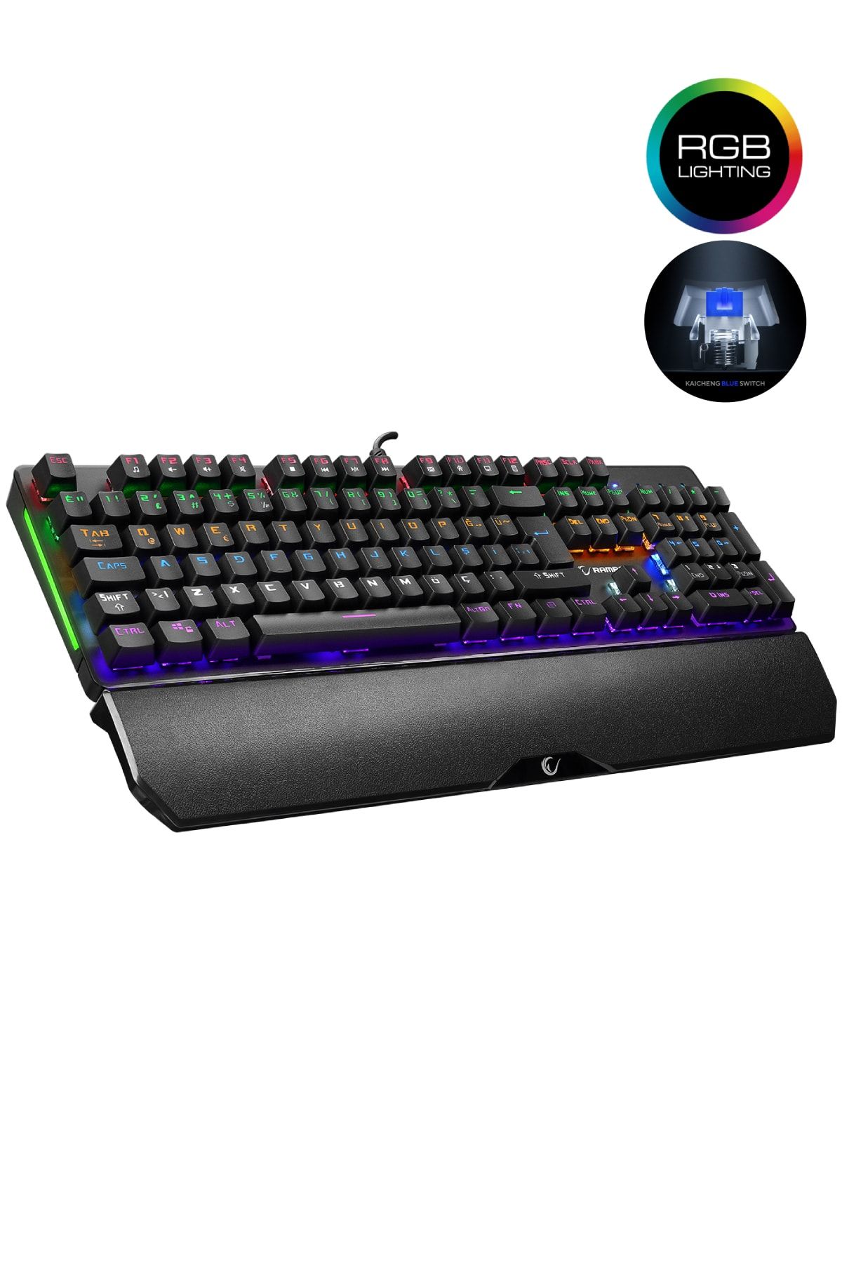 Rampage Kb-r86 Umbra Siyah Usb Rainbow Aydınlatmalı Blue Switch Mekanik Gaming Oyuncu Klavyesi