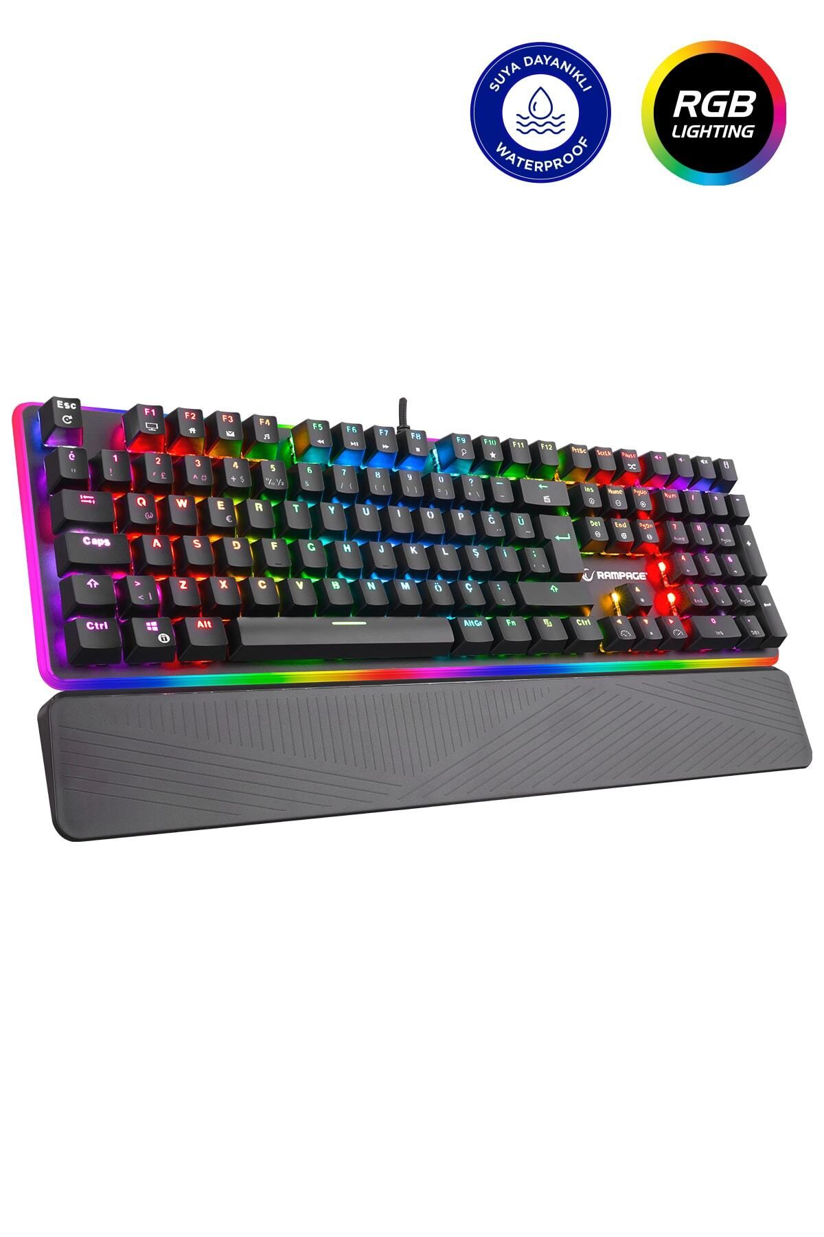 Rampage Kb-r96 Ultımate Optical Switch Full Rgb Ve Metal Gövdeli Su Geçirmez Mekanik Gaming Oyuncu Klavyesi