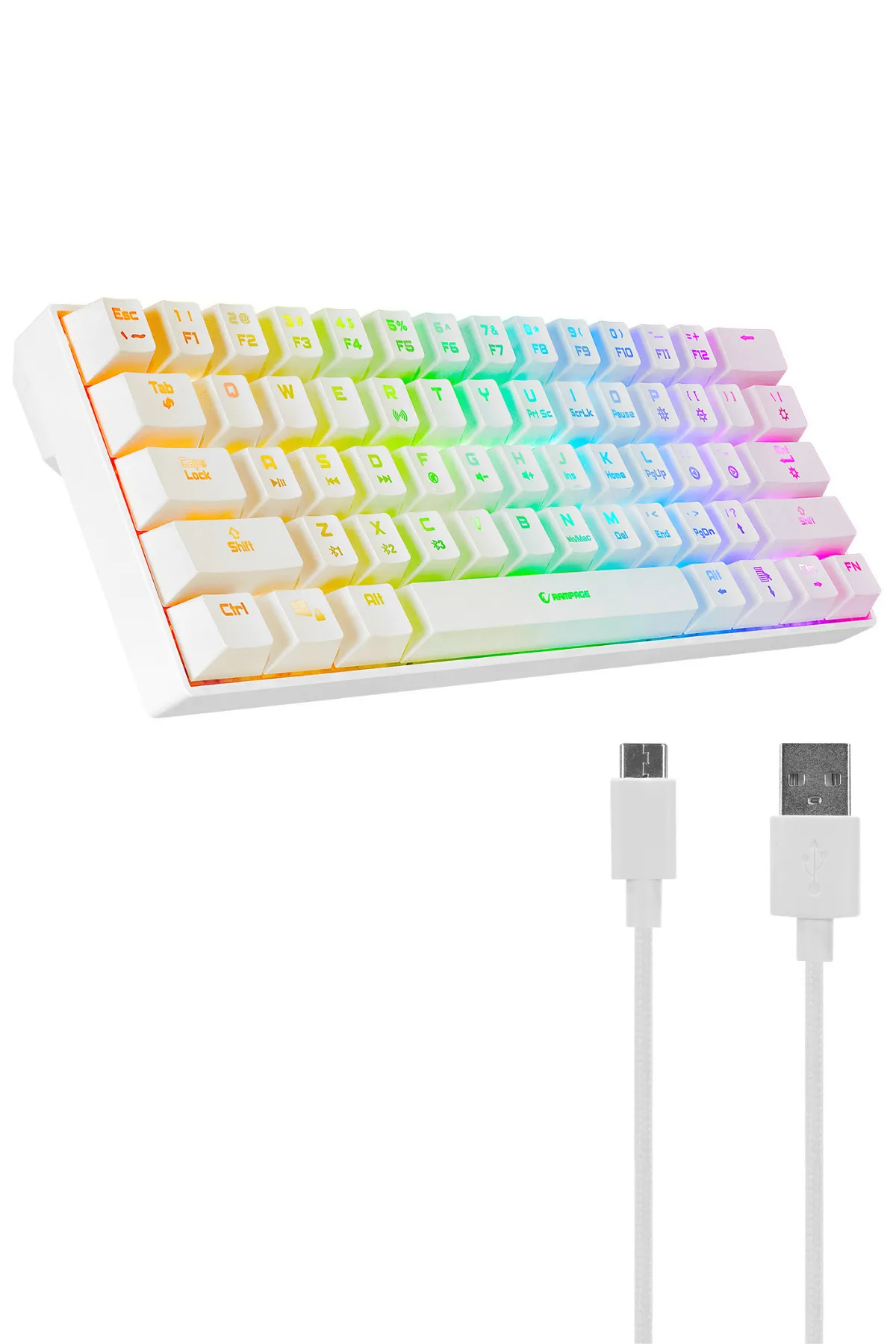 Rampage KB-RX63 B-ATOM Beyaz Bluetooth RGB Backlight Blue Switch Mekanik Q 63 Tuşlu Gaming Oyuncu Klavyesi