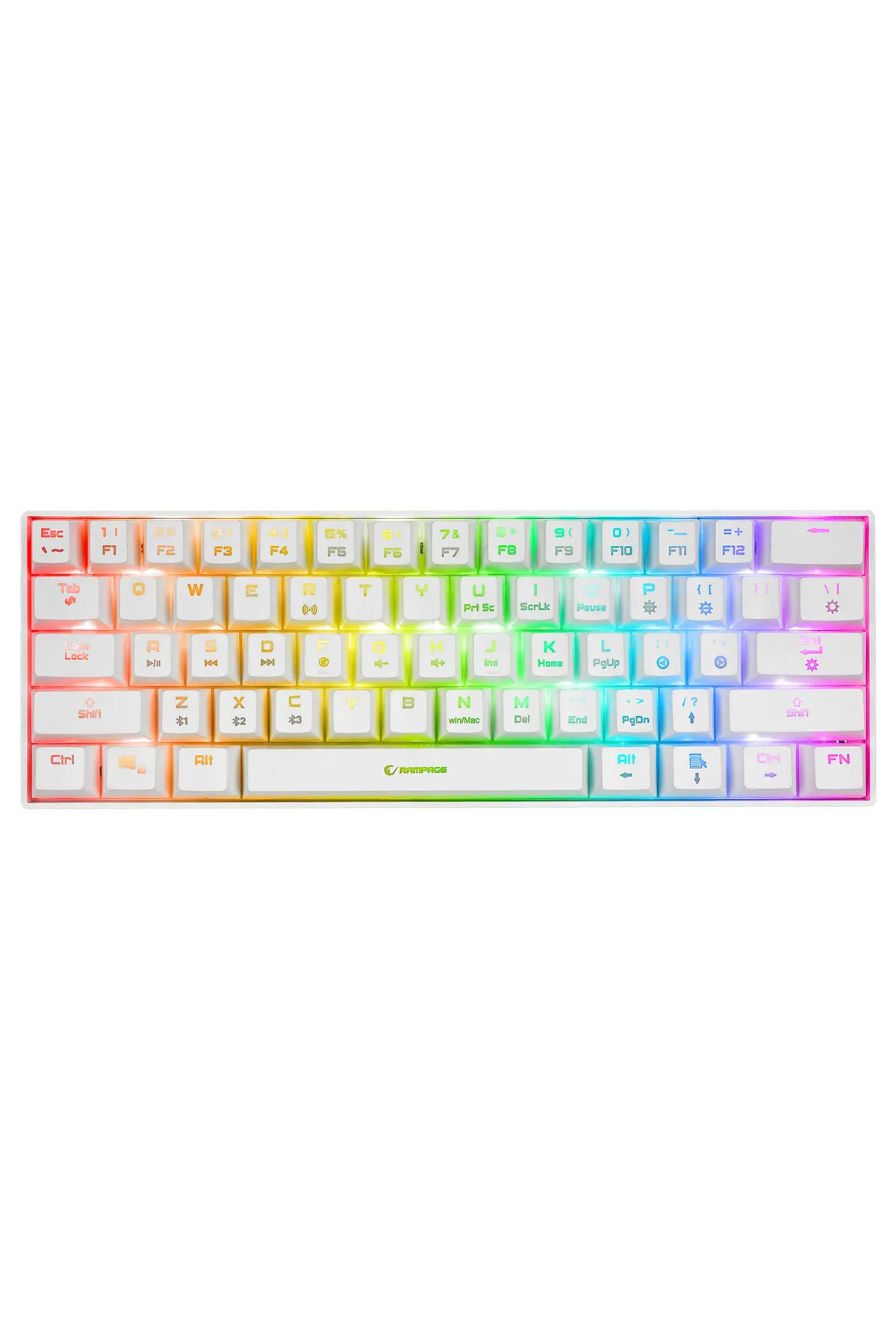 Rampage KB-RX63 B-ATOM Beyaz Bluetooth RGB Backlight Blue Switch Mekanik Q 63 Tuşlu Gaming Oyuncu Klavyesi