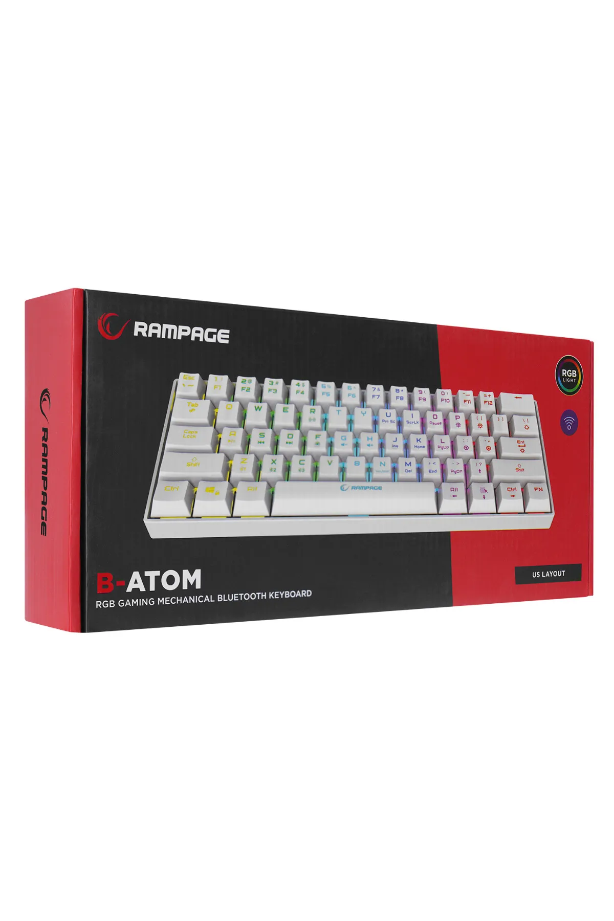 Rampage KB-RX63 B-ATOM Beyaz Bluetooth RGB Backlight Blue Switch Mekanik Q 63 Tuşlu Gaming Oyuncu Klavyesi