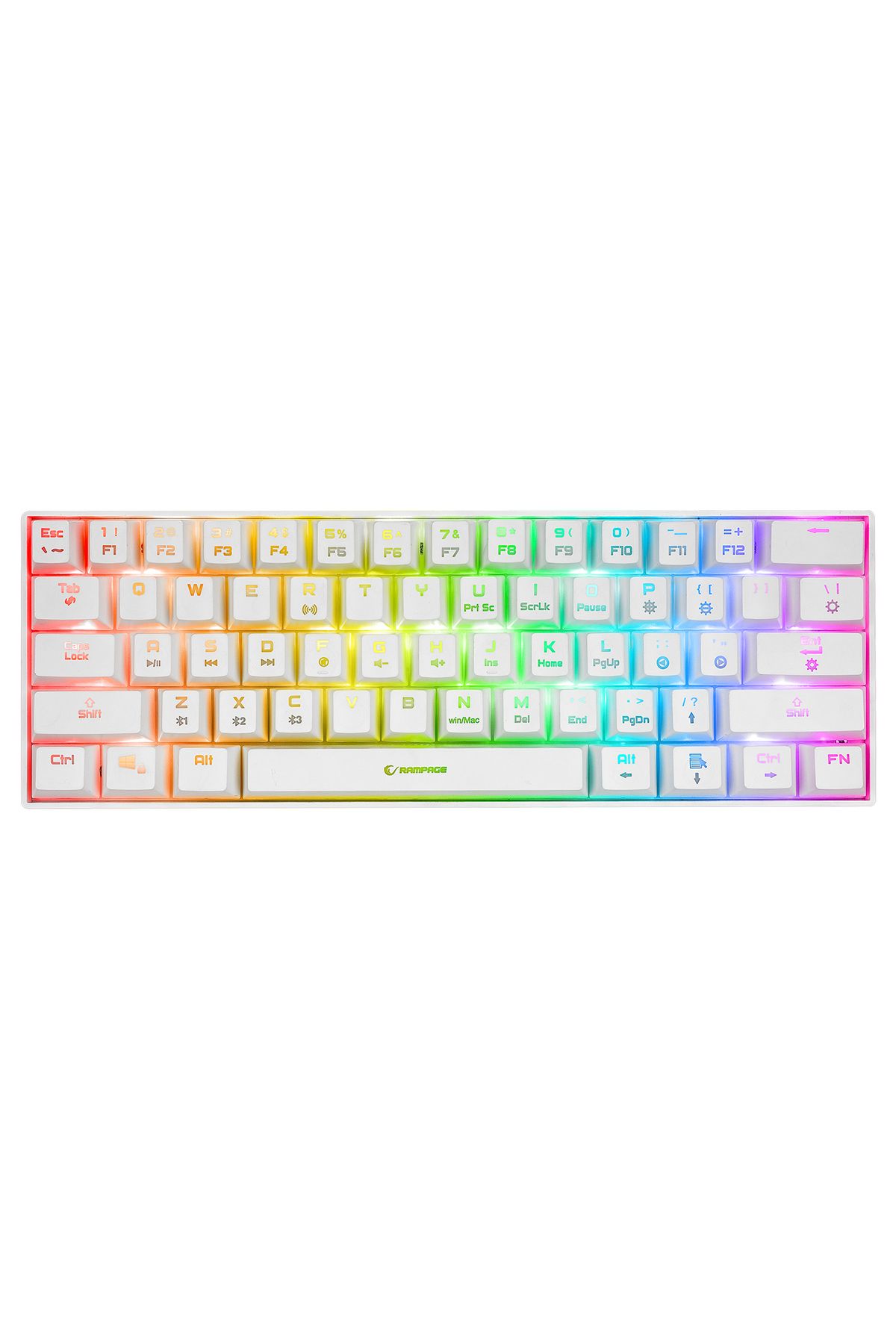 Rampage KB-RX63 B-ATOM Beyaz Bluetooth RGB Backlight Brown Switch Mekanik Q 63 Tuşlu Mini Oyuncu Klavyesi