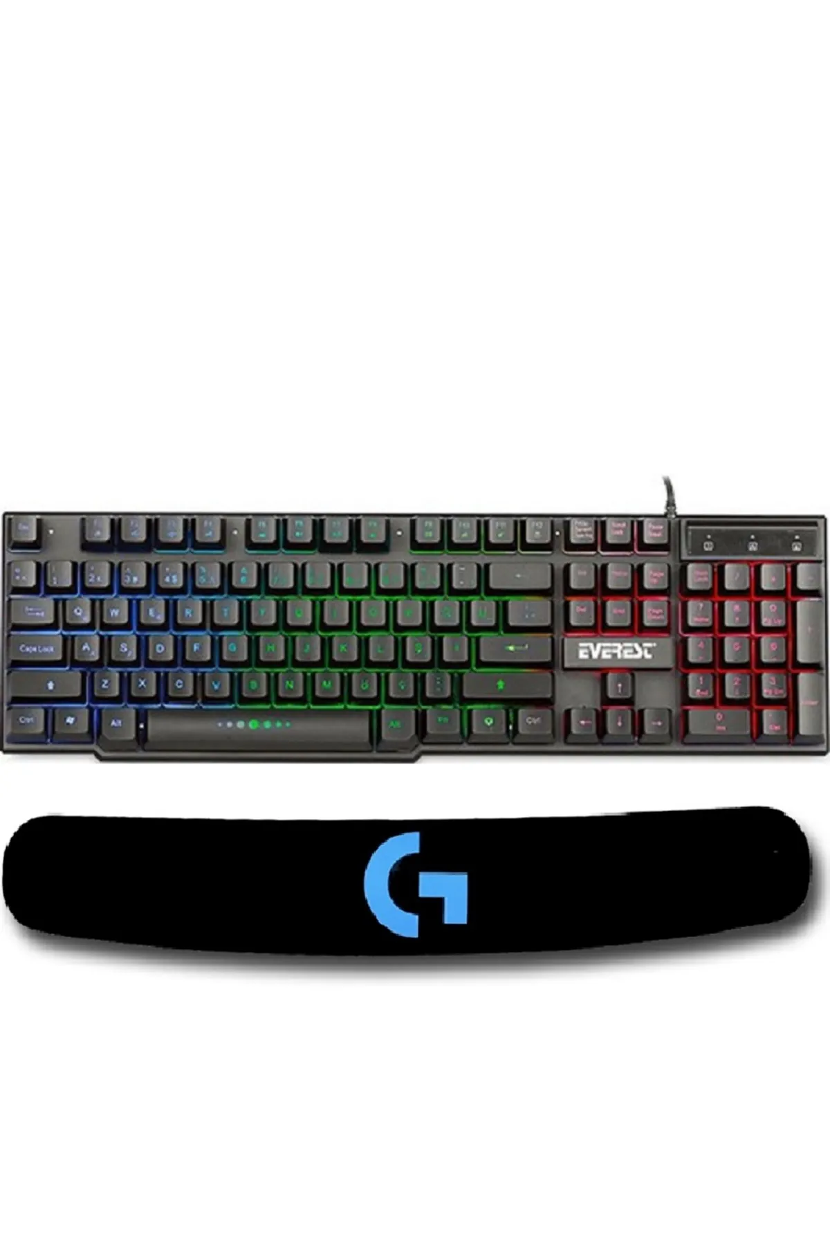 Everest KB-X88 Blast Aydınlatmalı Q Oyuncu Klavyesi + Logitech Pro Gaming Klavye 70 cm Bileklik Pad