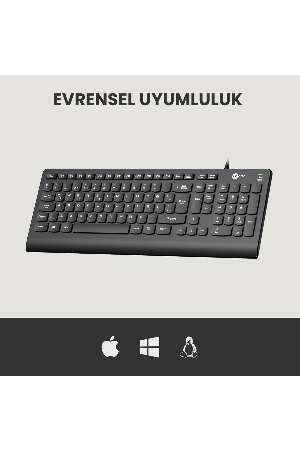 Lecoo Kb103 Usb Kablolu Türkçe Q Klavye Siyah