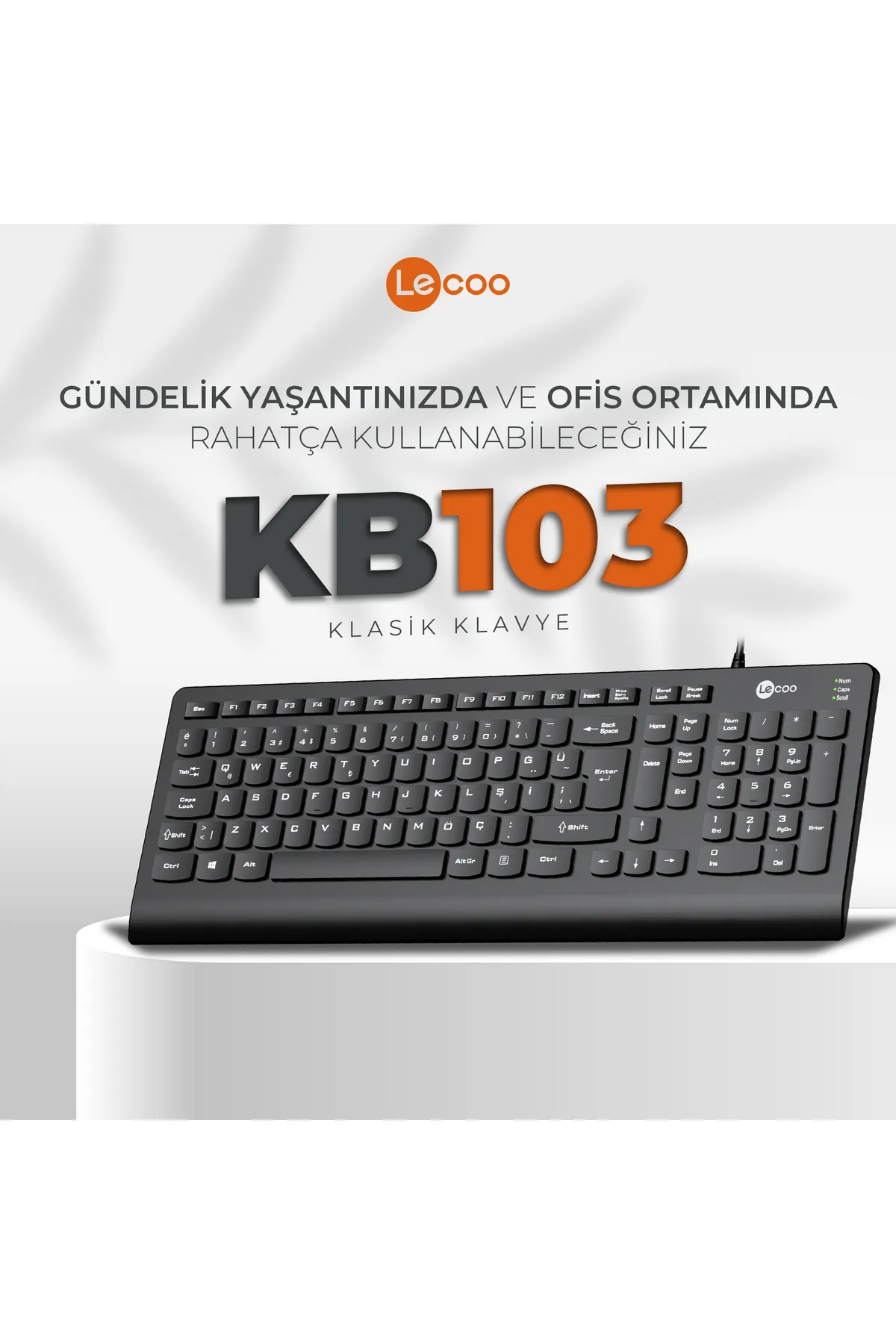 Lecoo Kb103 Usb Kablolu Türkçe Q Klavye Siyah