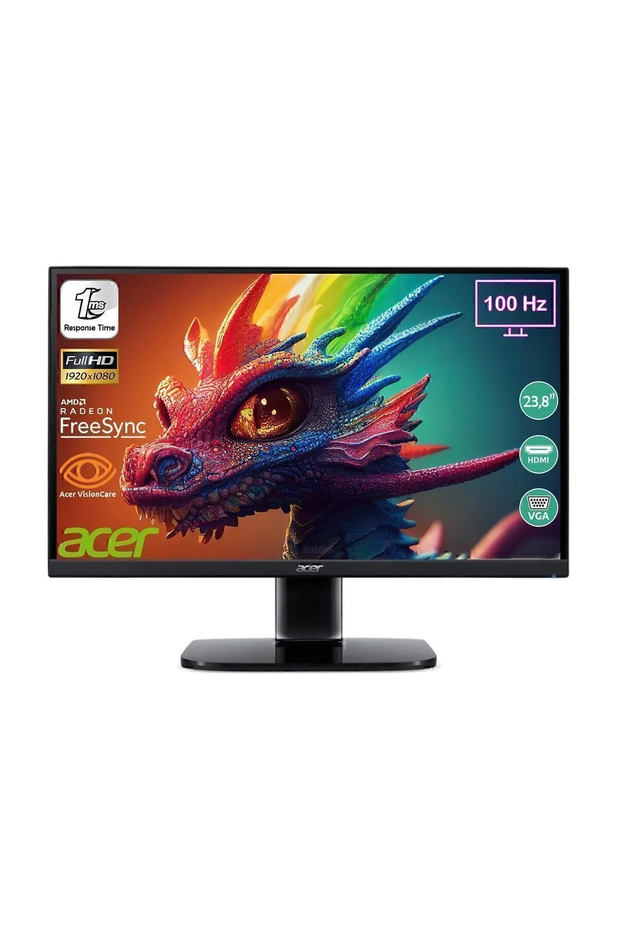 Acer KB242YH 23,8" 100Hz 1ms (HDMI +VGA) Freesync Full HD VA Monitör UM.QK2EE.H01