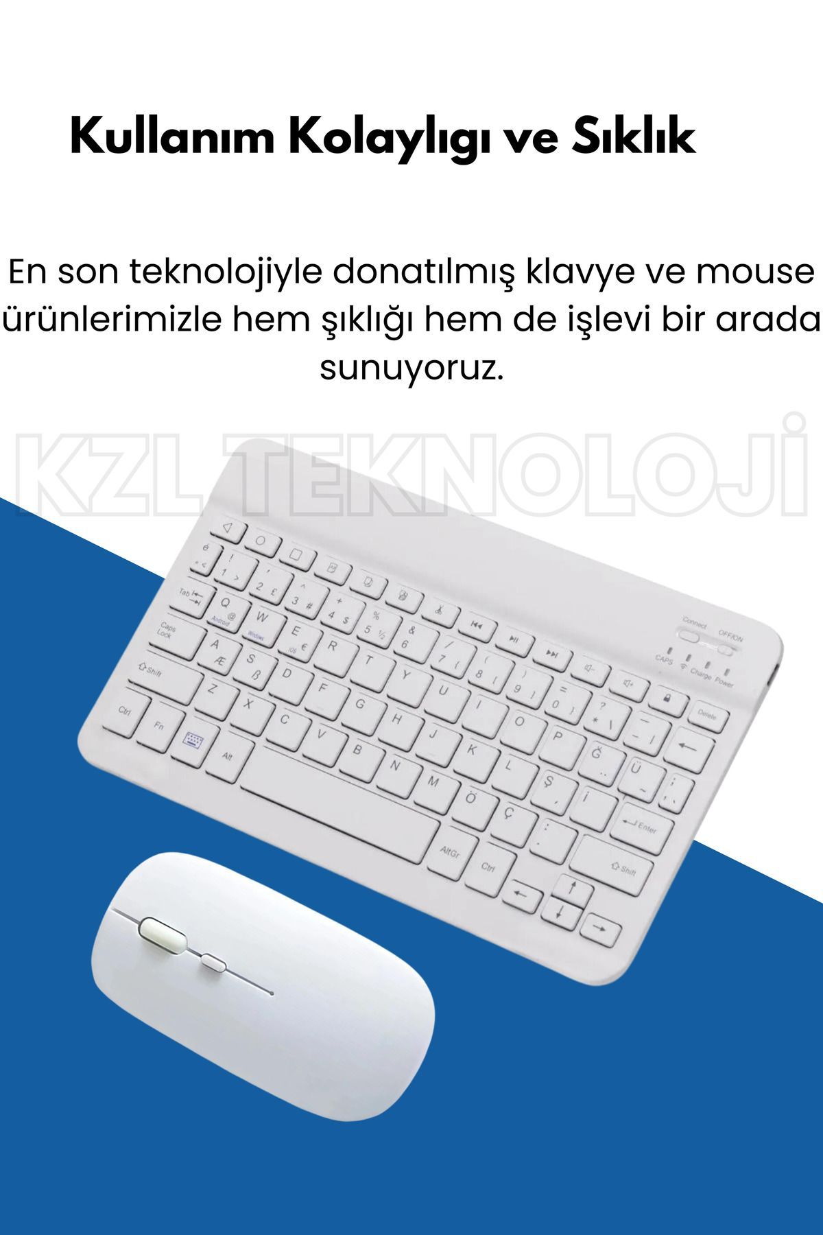 Lussoaksesuar Kingboss K-03 Mini Kablosuz Wireless Klavye Mouse Seti 2.4 Ghz Beyaz