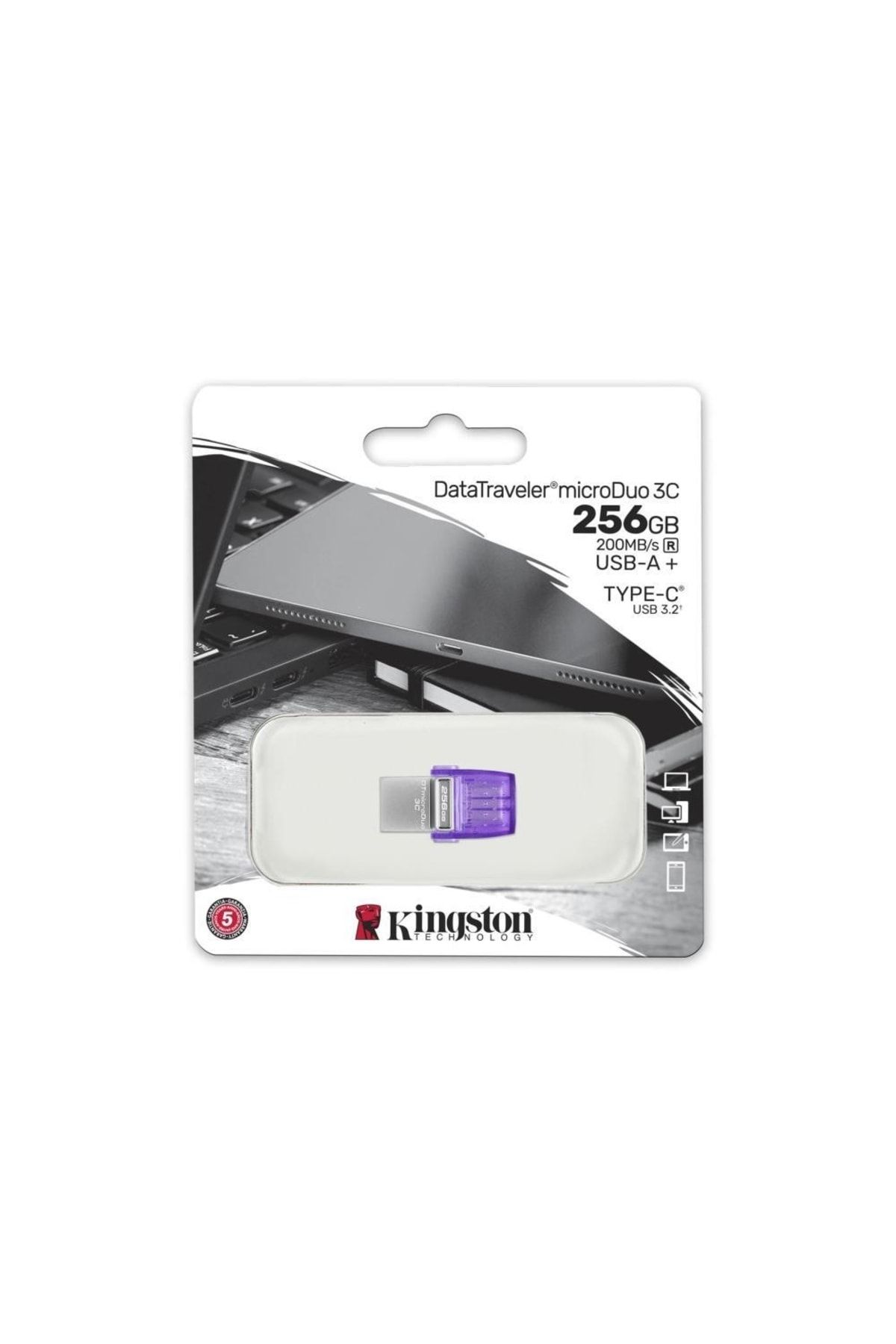 Genel Markalar Kingston Dtduo3cg3-256gb Datatraveler Microduo 3c 200mb-s Dual Usb-a + Usb-c Flash Bellek