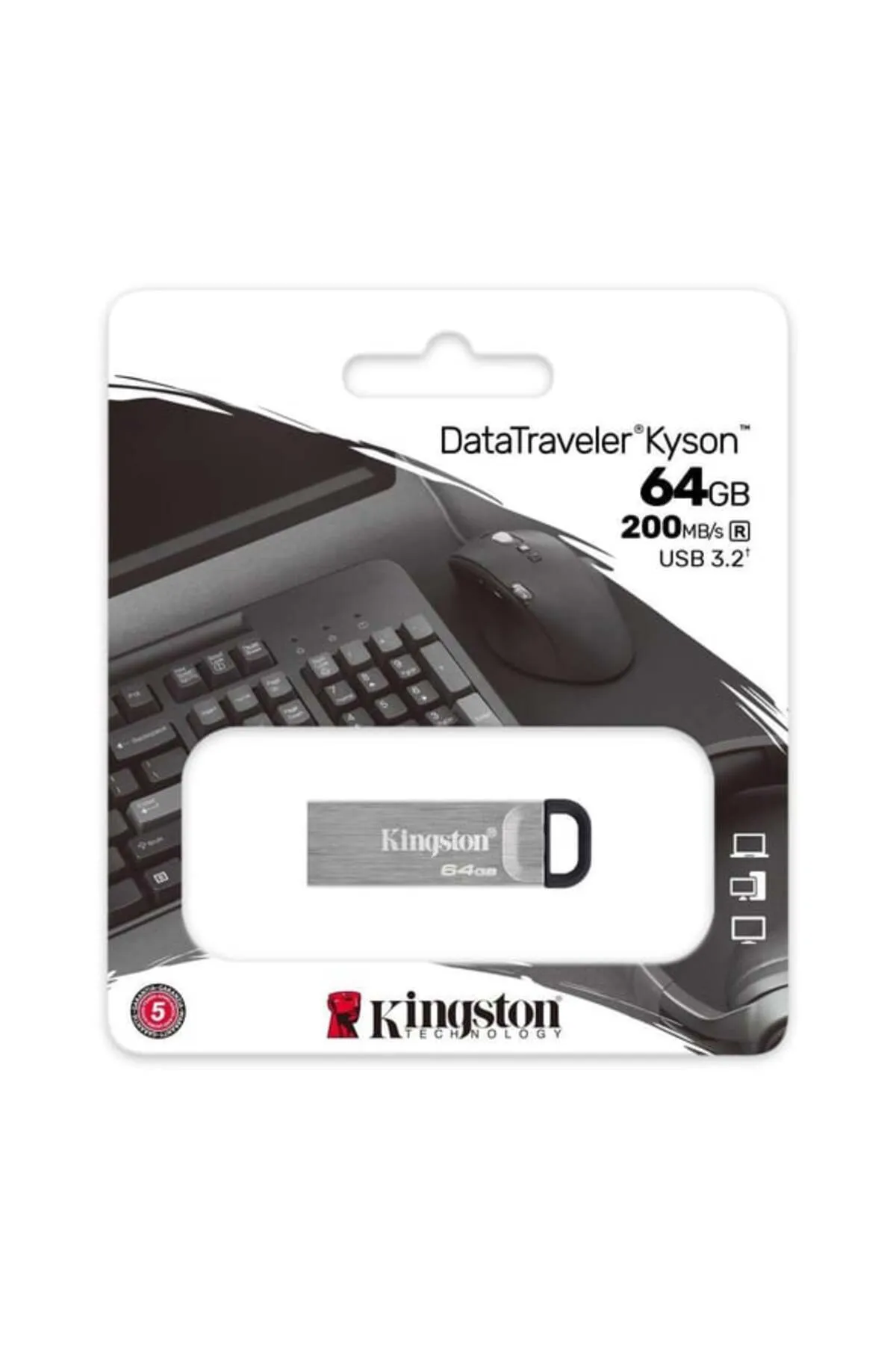 Nusrat Bilişim Kingston Dtkn-64gb 64gb Datatraveler Kyson 200mb-s Metal Usb 3.2 Gen 1 Flash Bellek