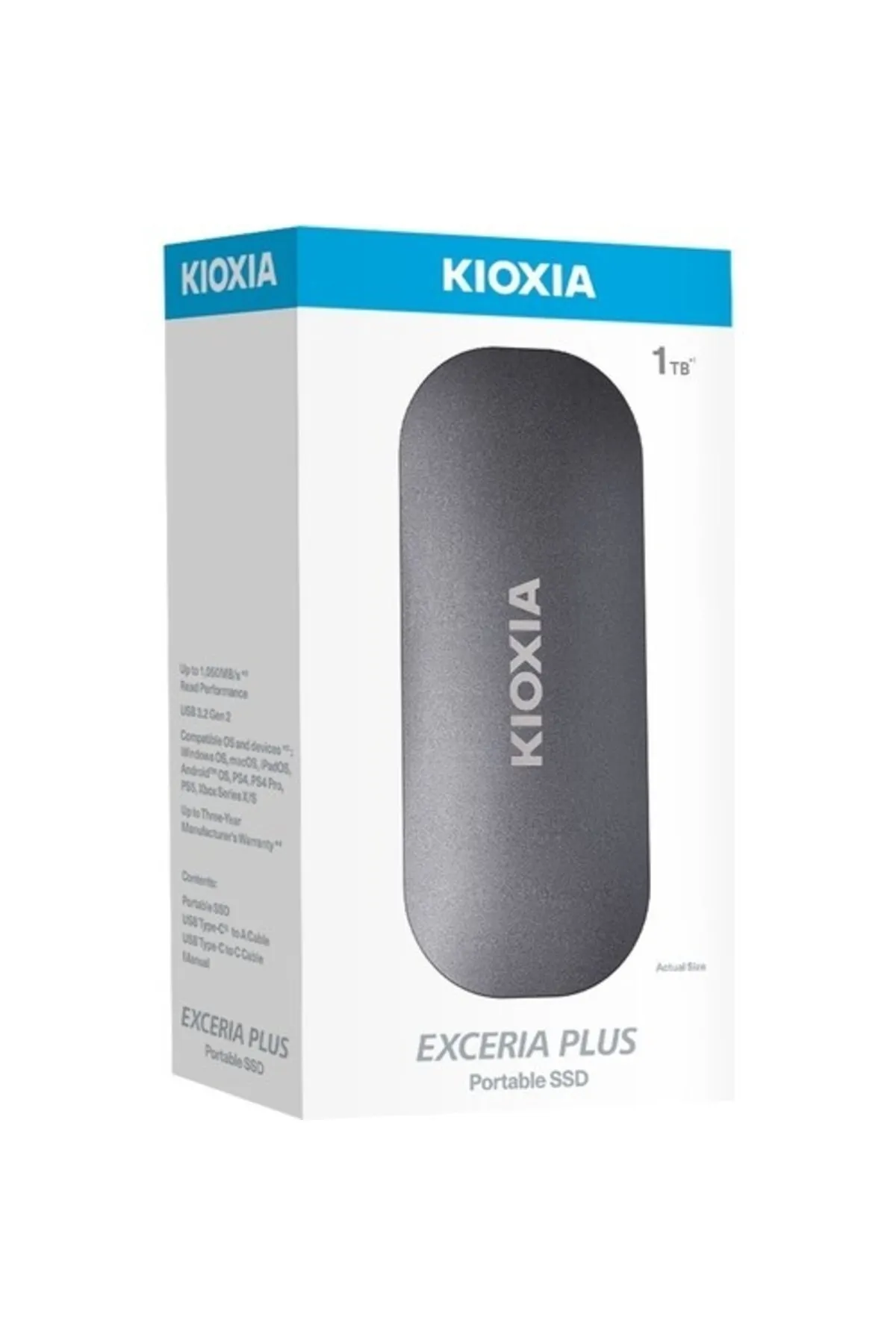 Genel Markalar Kioxia 1tb Exceria Plus G2 Usb 3.2 1050-1000 Mb-s Lxd10s001tg8 Type-c Taşınabilir Ssd Disk