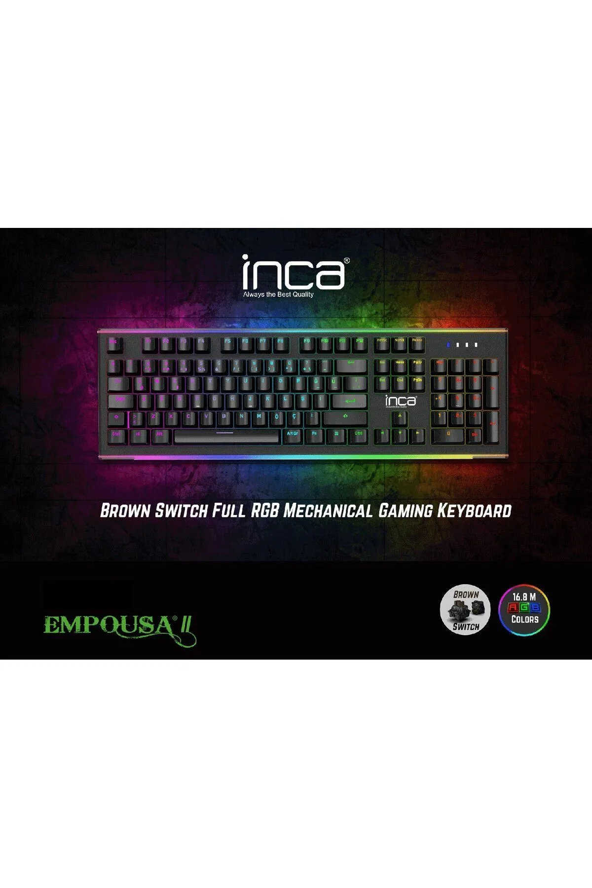 Inca Klavye Ikg-452 Empousa Rgb Oyuncu Sessiz Gerçek Mekanik El Bilekliği Hediyelidir