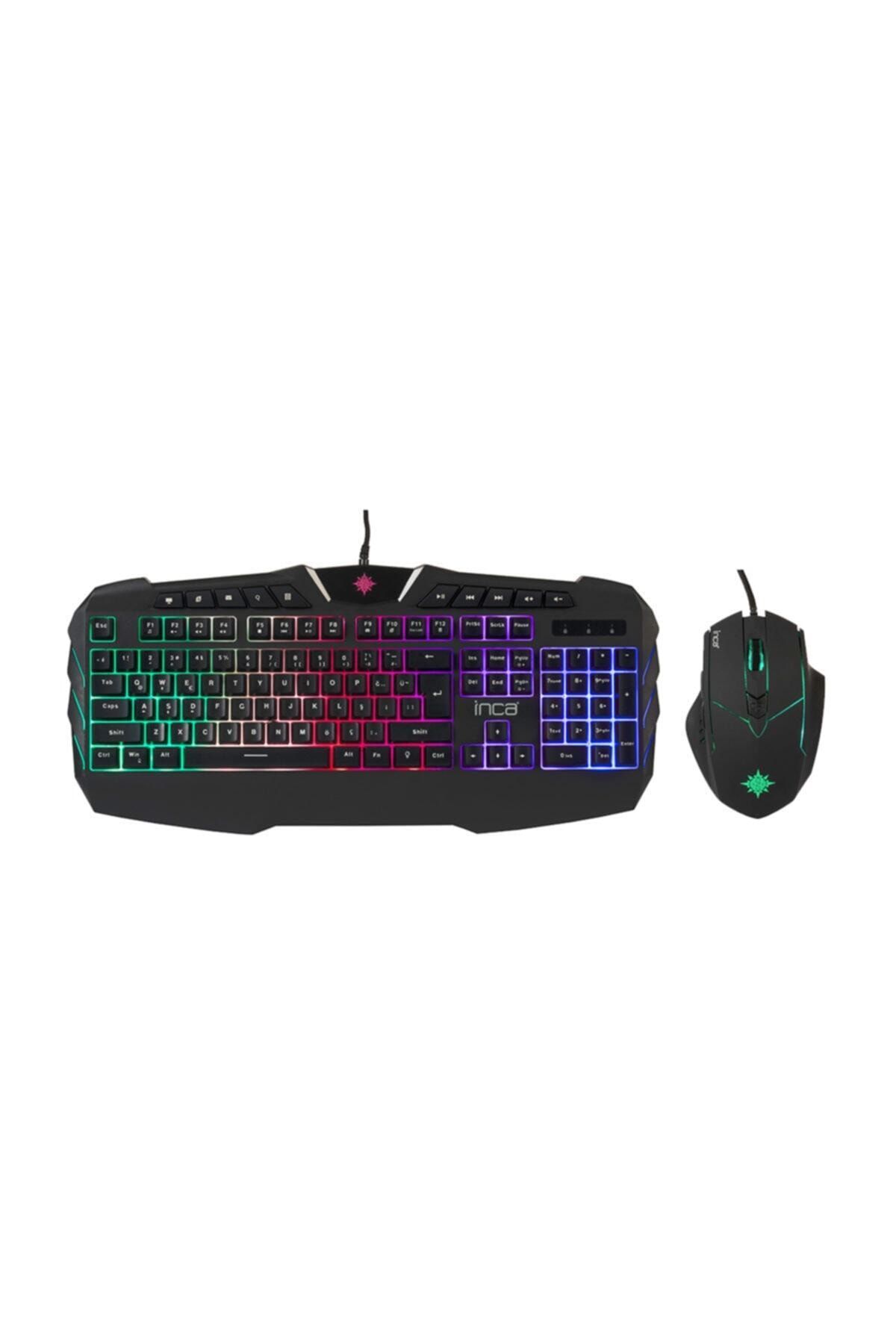 Inca Klavye Mouse Seti Kablolu Usb Gaming Oyuncu Rgb Set Ikg-310 Siyah