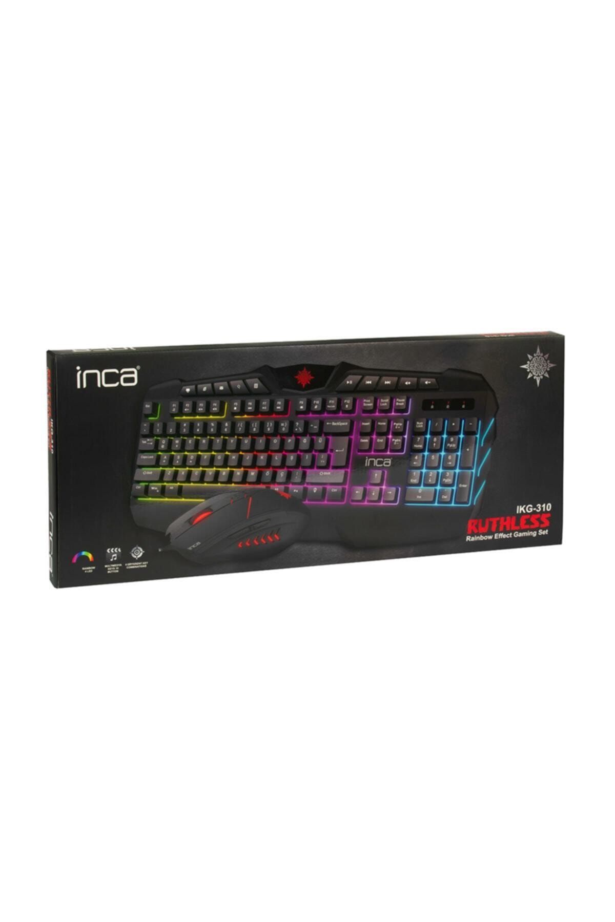 Inca Klavye Mouse Seti Kablolu Usb Gaming Oyuncu Rgb Set Ikg-310 Siyah