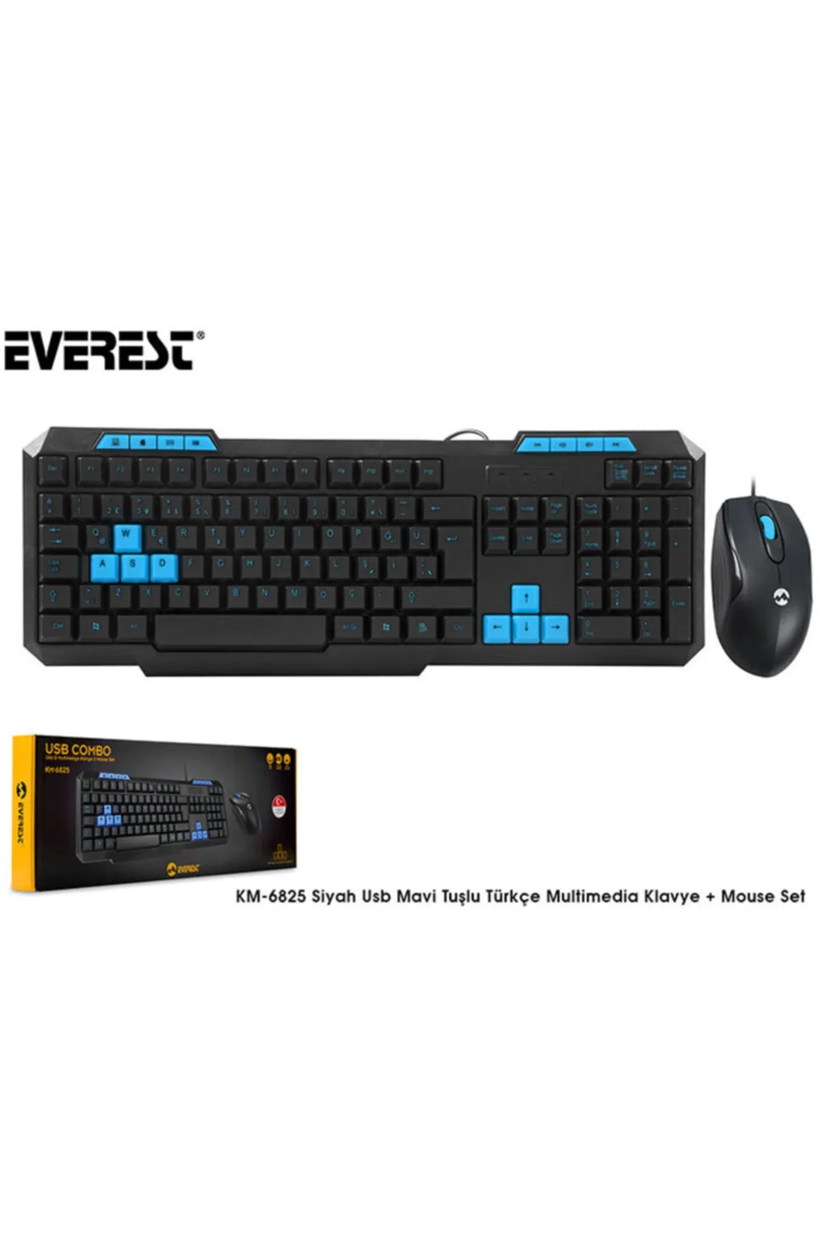 Everest Km-6825 Usb Mavi Multimedia Klavye + Mouse Set