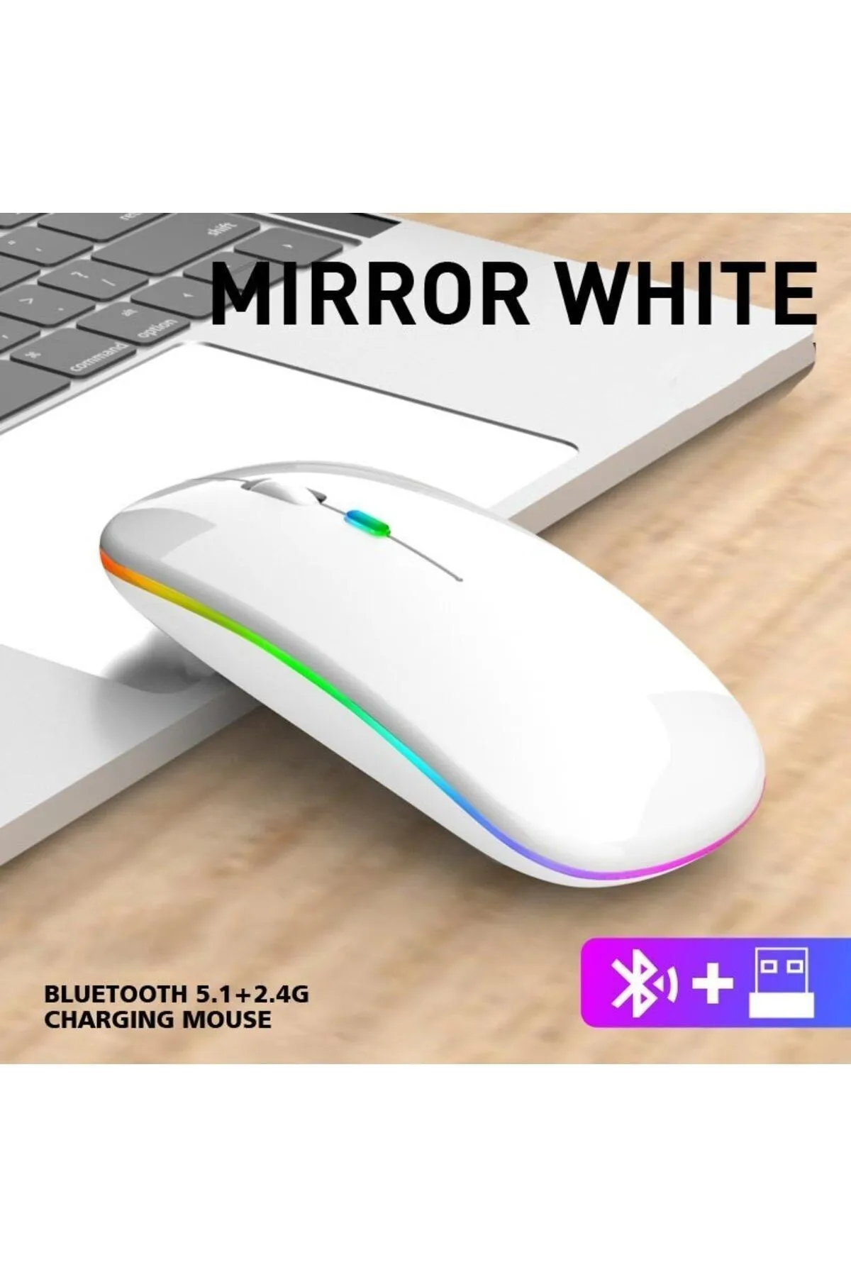 starnewstore Kmx Kablosuz Wireless Mouse Sessiz Tık RGB Aydınlatmalı Şarj Edilebilir Starjyx 803371